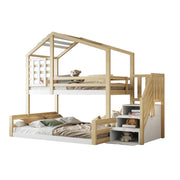 Logidon stapelbed 90x200 cm natuurlijk grenenhouten raamrailing