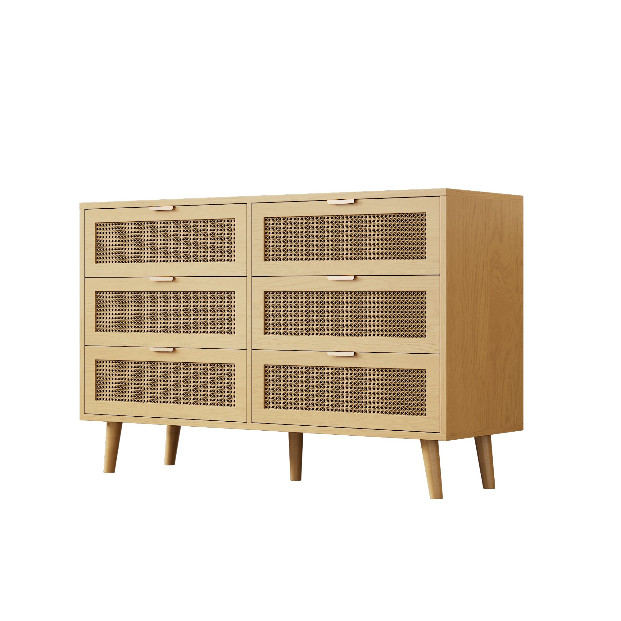 Logidon Ladekast 6 Laden Eiken Dressoir B120 H76,5 D40 Cm