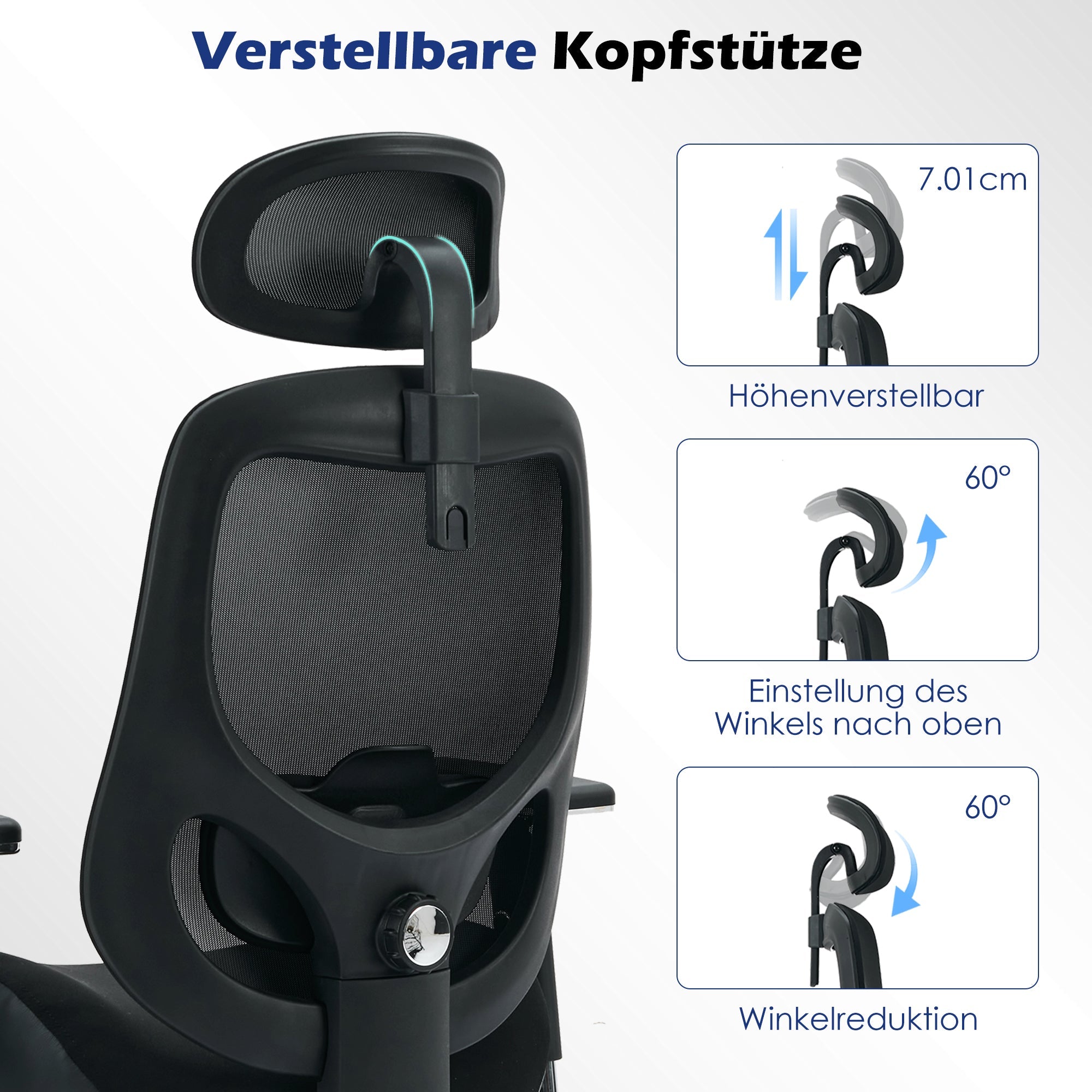 Logidon Ergonomische Bureaustoel Mesh Hoge Stoel met 4D Armleuningen Zwart