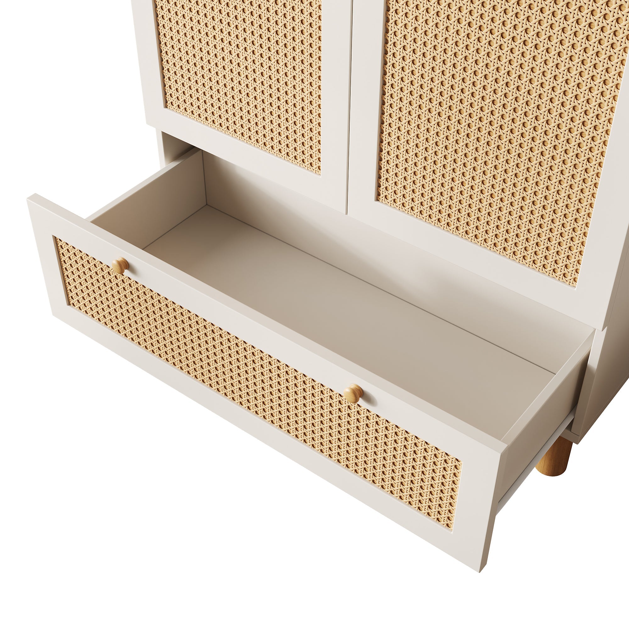 Logidon kledingkast wit met rotan deuren 180x85x52 cm landelijke stijl