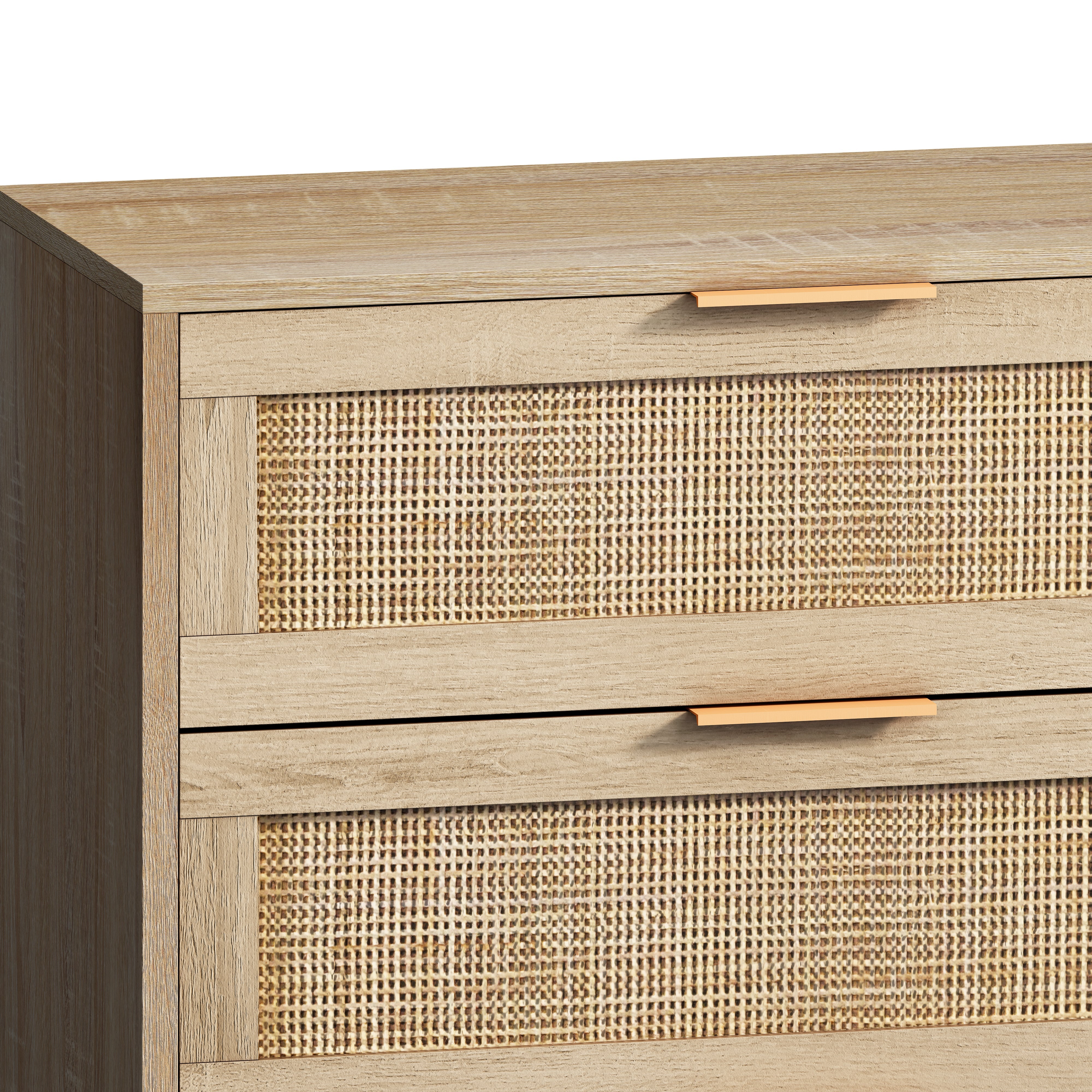 Logidon 130 cm rotan dressoir met 6 lades naturel rotan