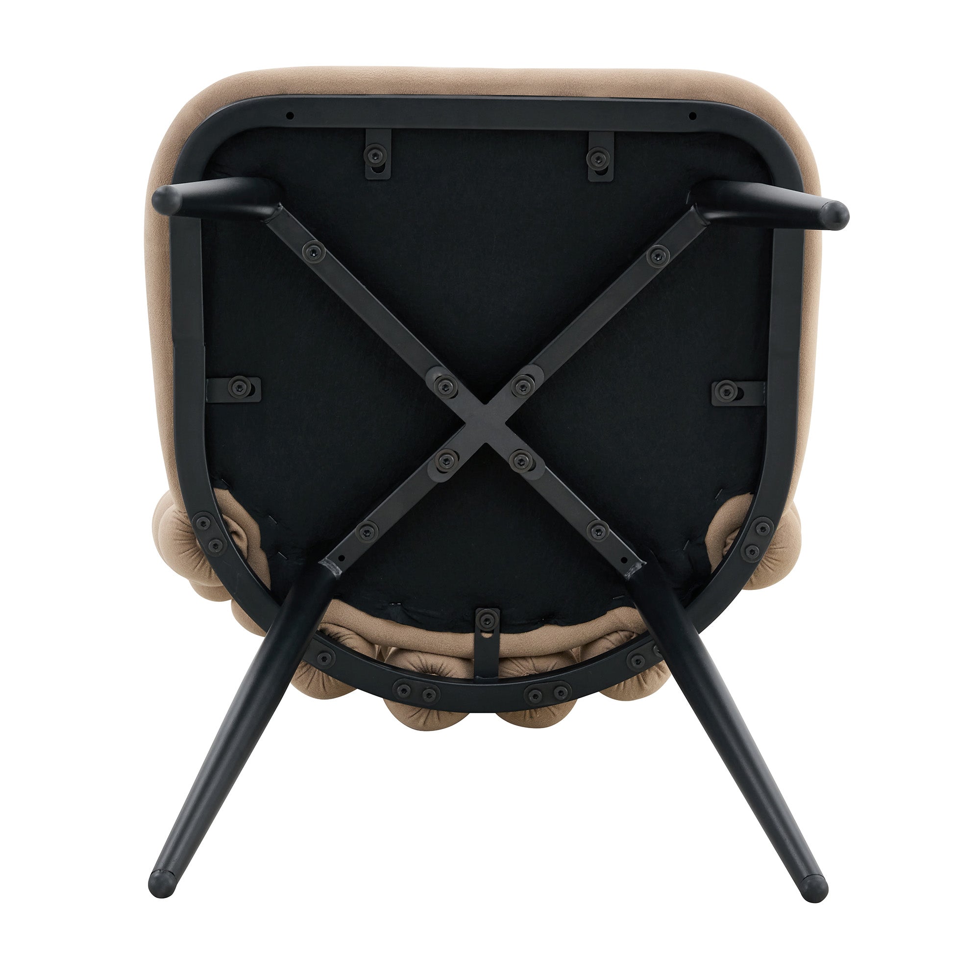 Logidon beige fluwelen eetkamerstoelen set met 2 kogelketting rugleuning