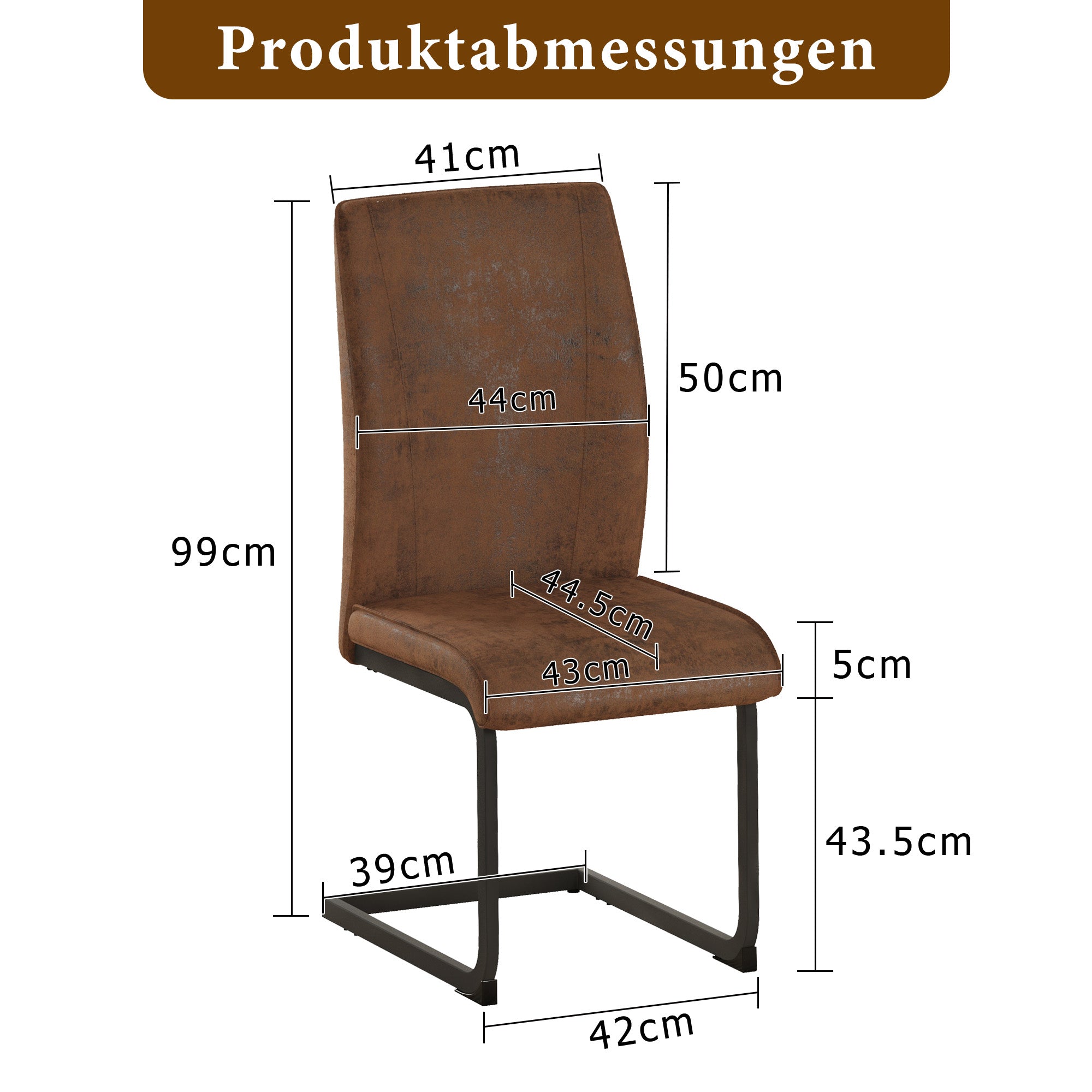 Logidon set van 2 bruine, ergonomische eetkamerstoelen met metalen frame
