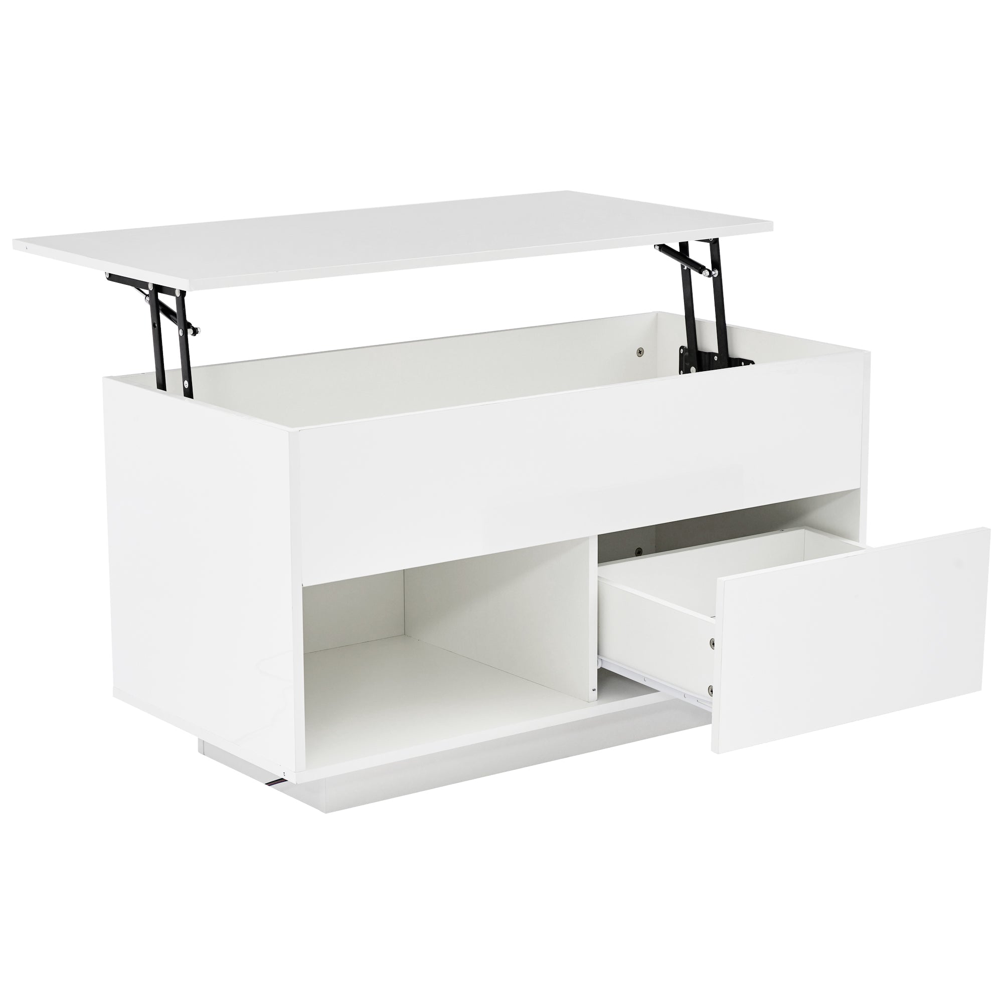 Logidon hoogglans hefsalontafel 100 x 50 cm witte LED-verlichting