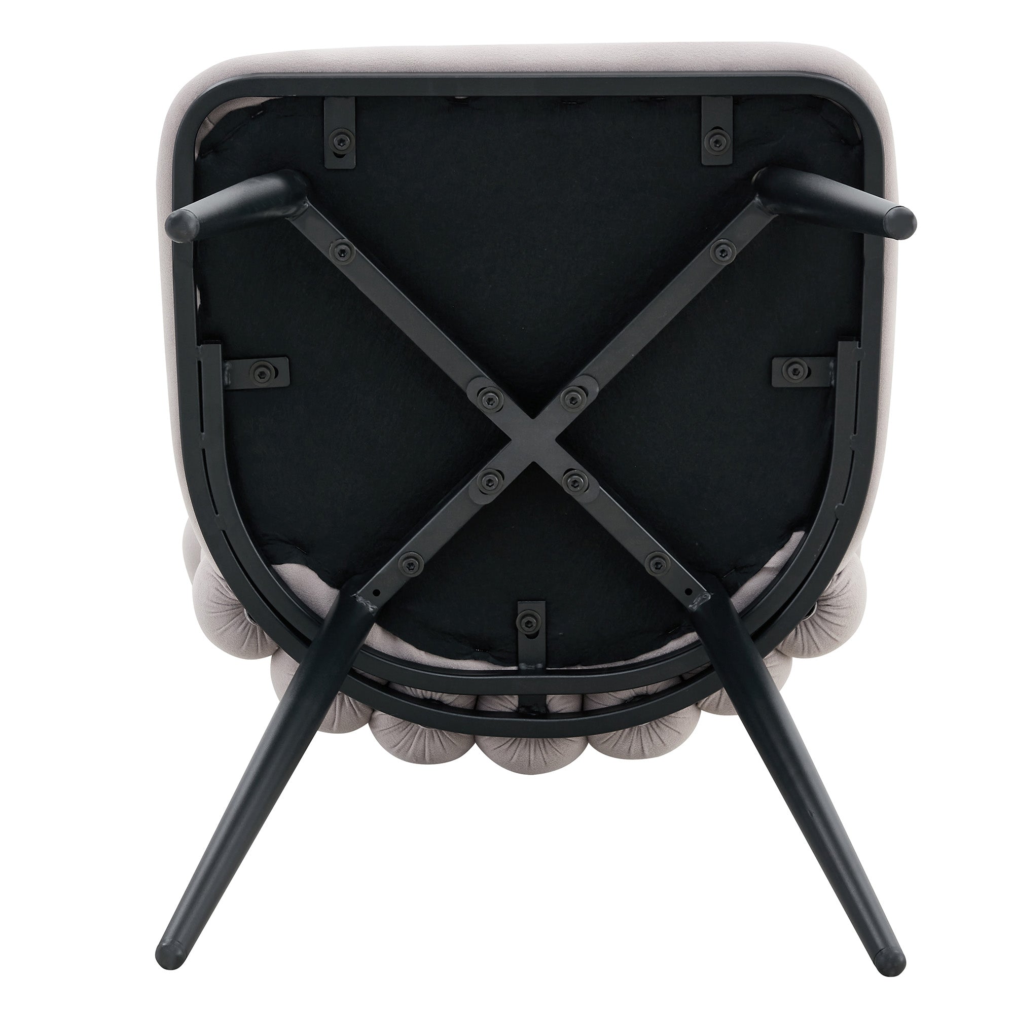 Logidon lichtgrijze fluwelen eetkamerstoelen met kogelketting rugleuning set van 2