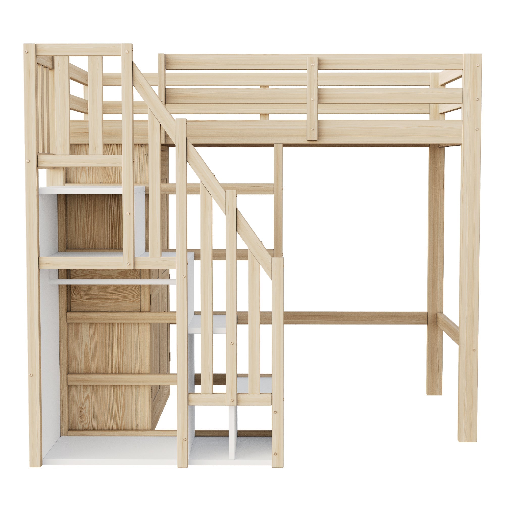 Logidon hoogslaper 90x200 cm opbergruimte veiligheidsladder massief hout