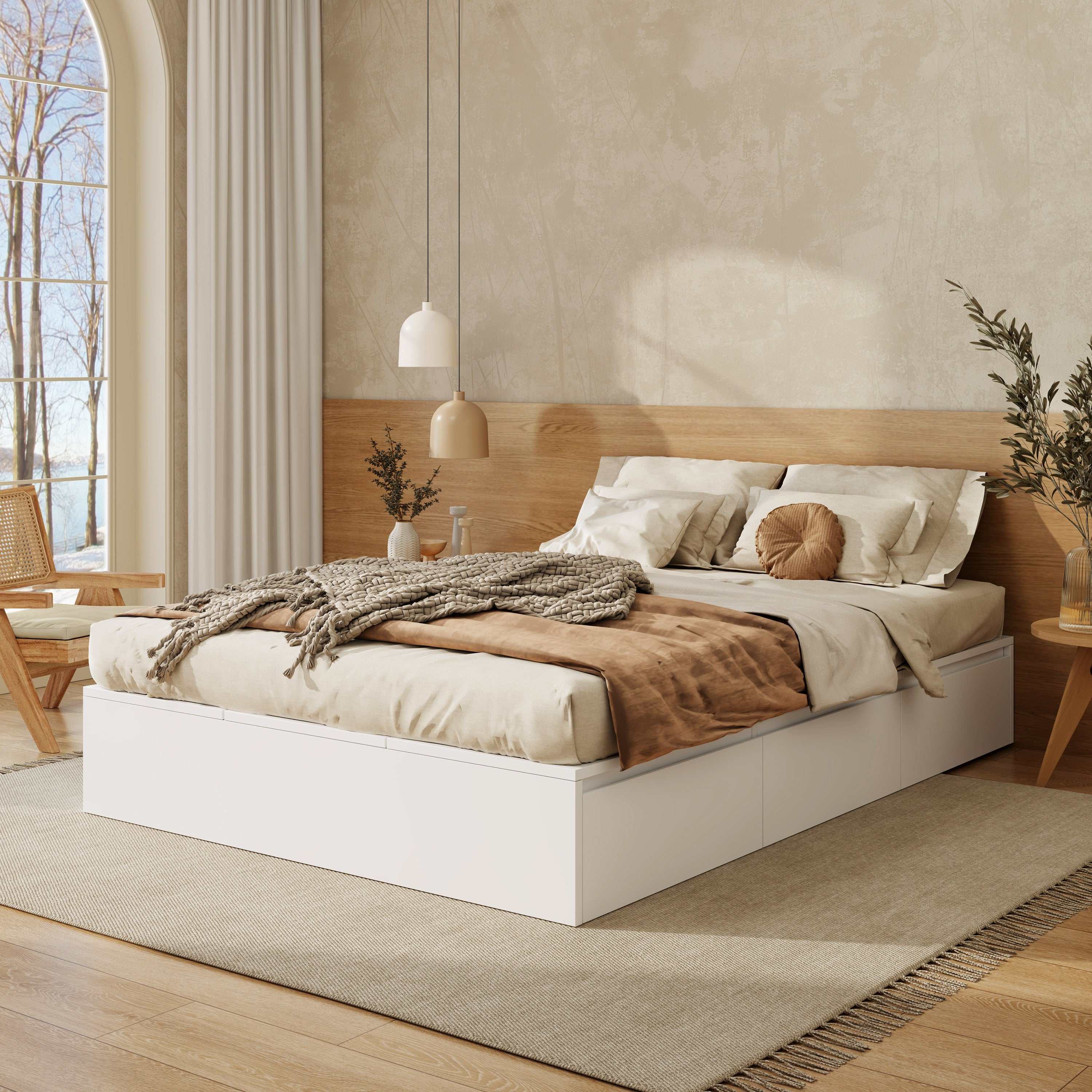 Logidon opbergbed 140x200 cm wit palletbed met opbergruimte