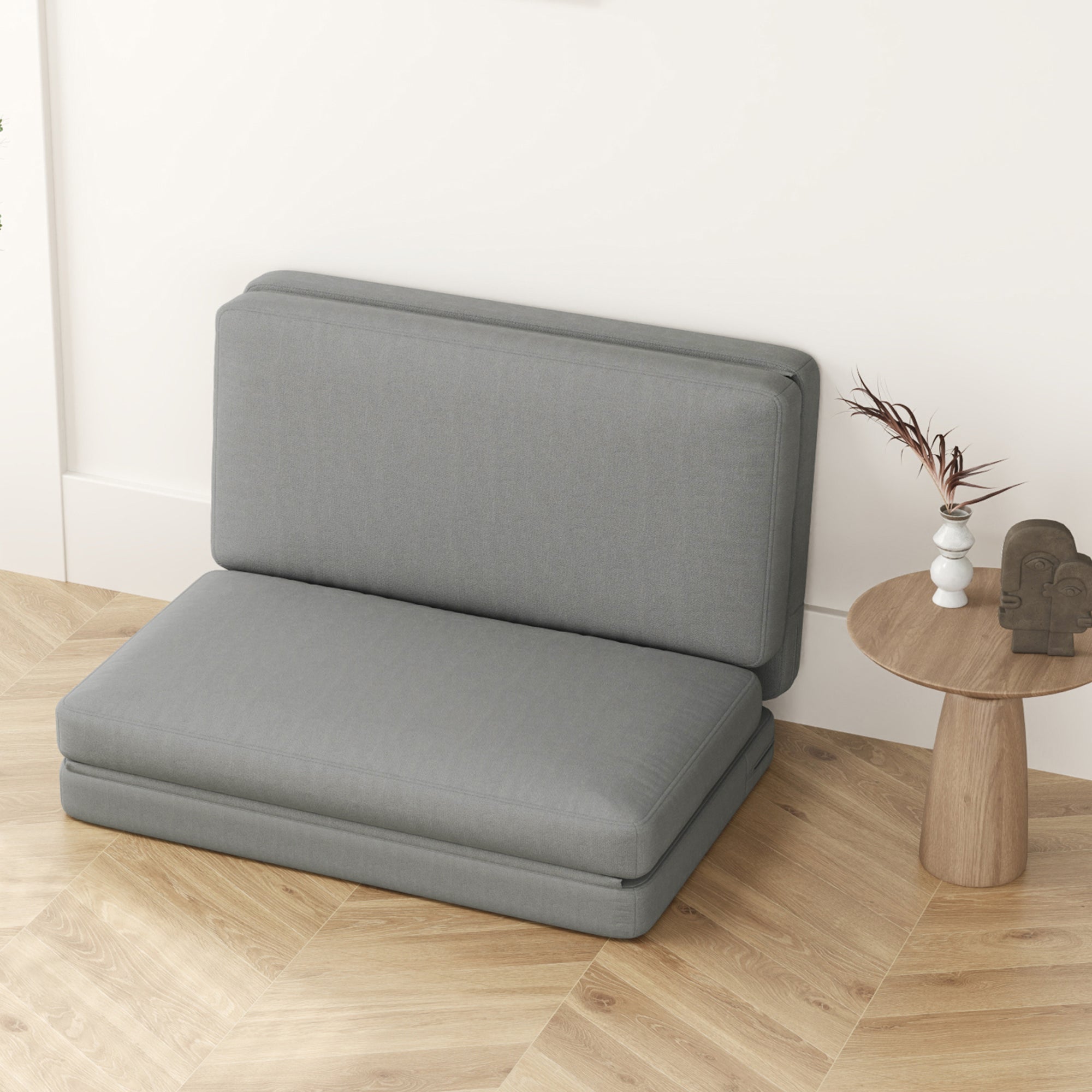 Logidon vloerbank 3-in-1 slaapbank fluweellook lichtgrijs belastbaar tot 240 kg