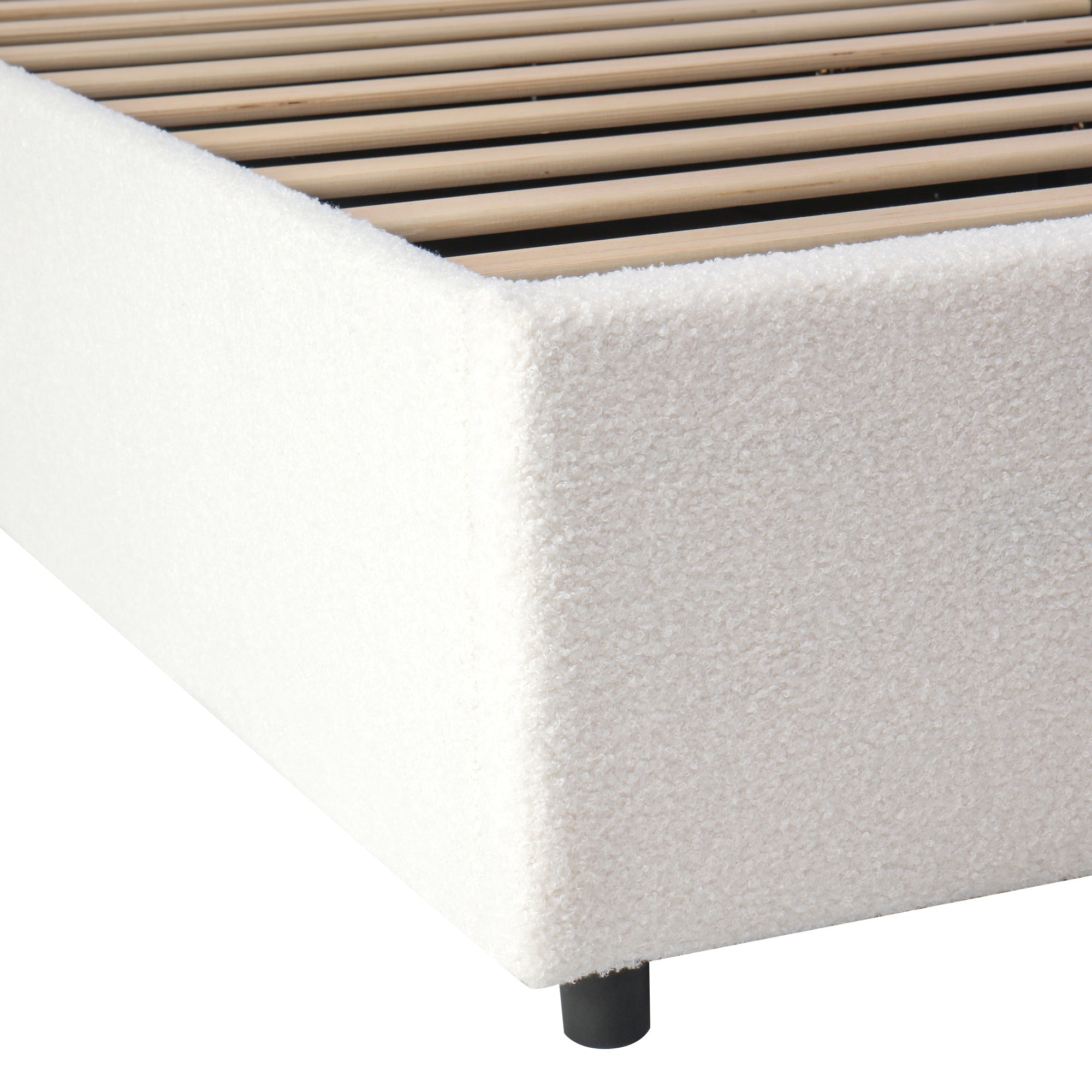 Logidon kinderbed 90x200 beige bouclé hoofdbord lattenbodem