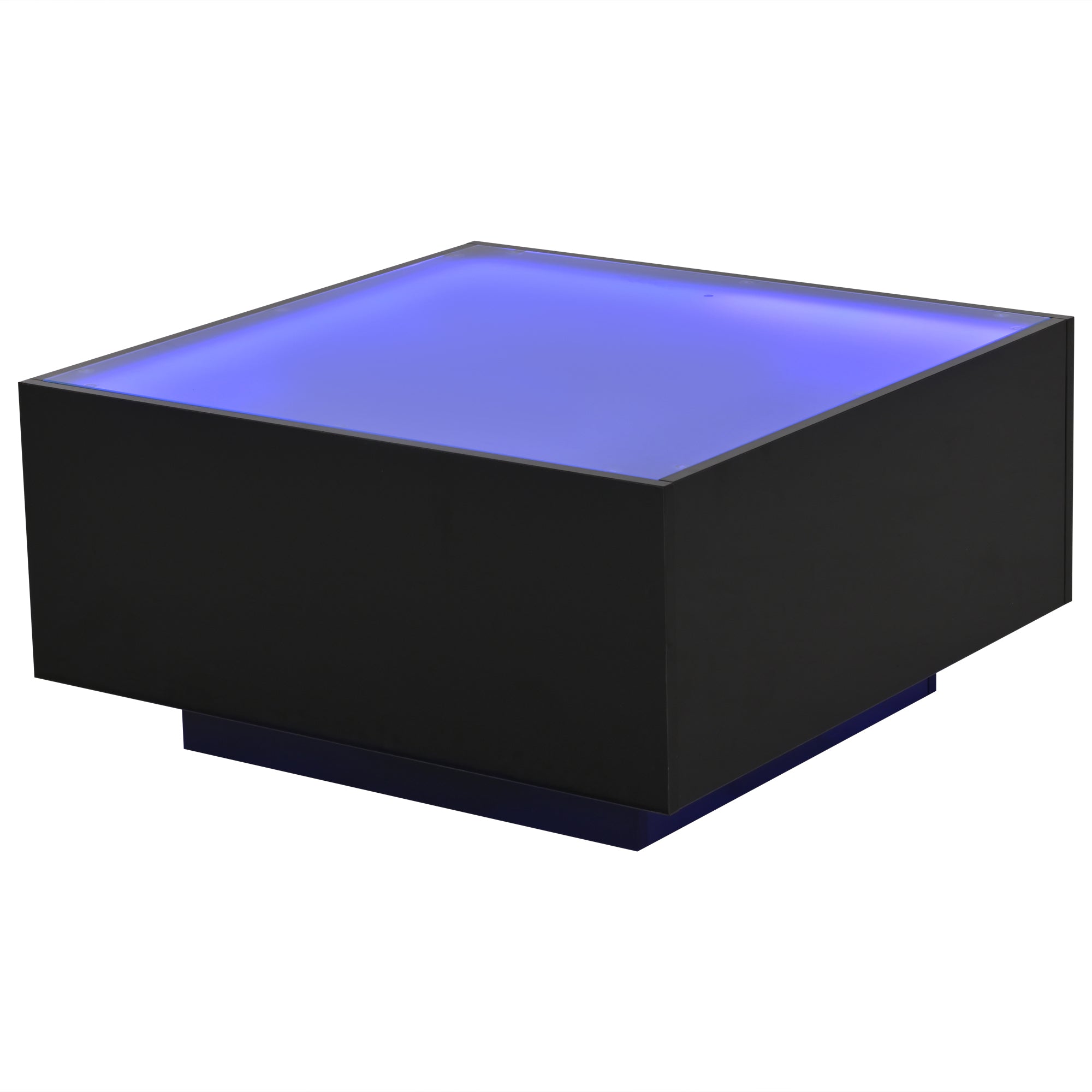 Logidon salontafel 70x70 cm glazen tafelblad LED zwart