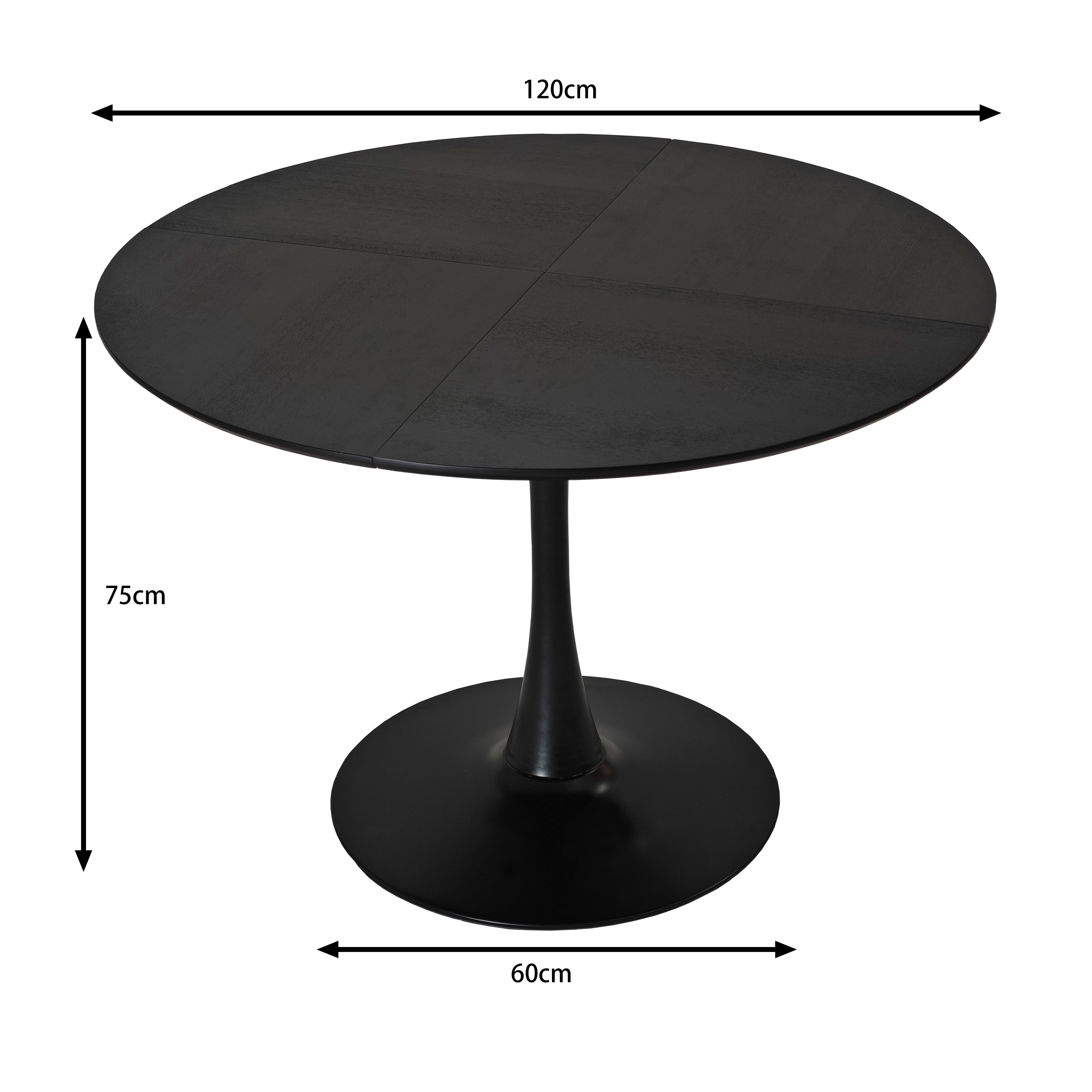 Logidon ronde eettafel 120 cm zwart houtlook metalen onderstel