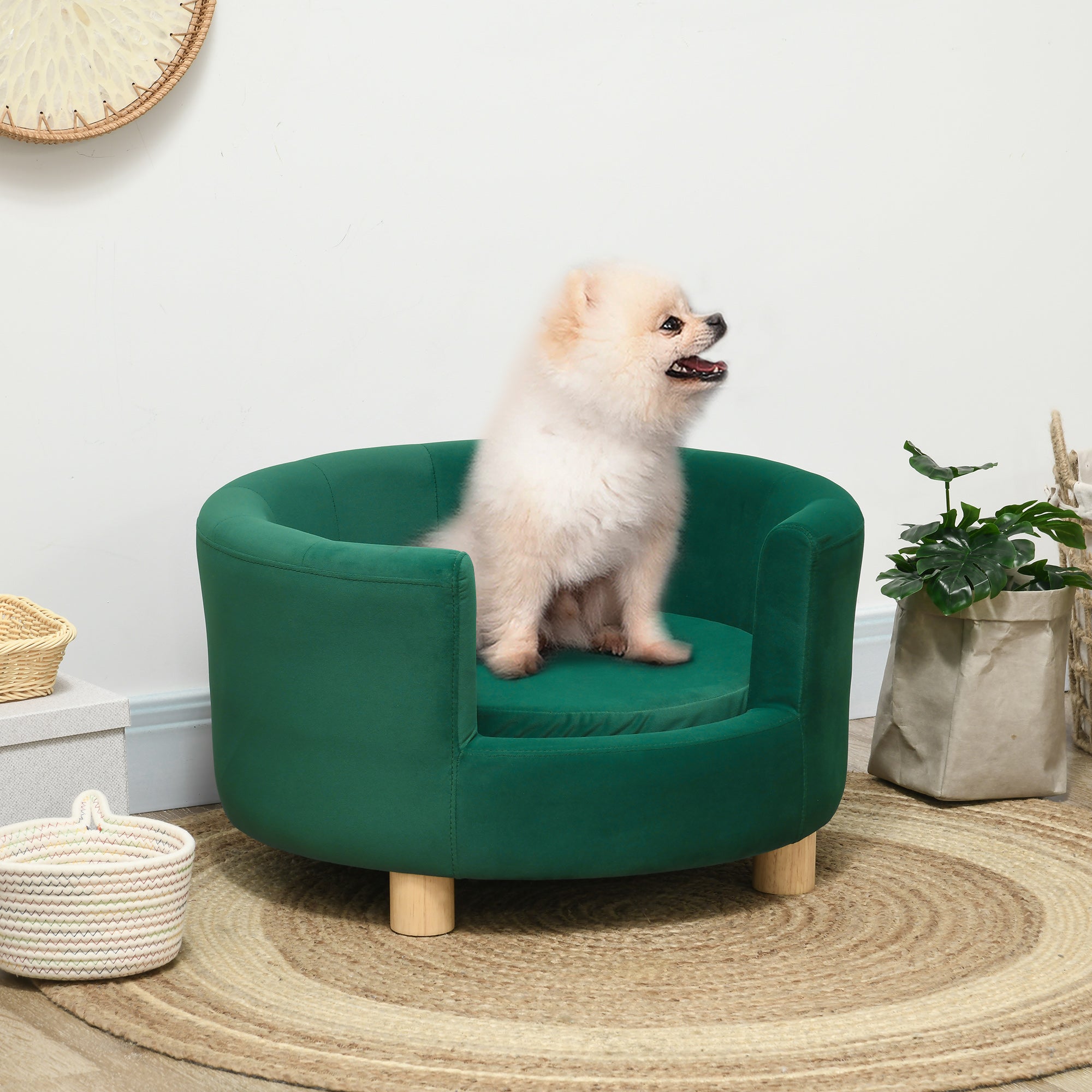 Logidon PawHut Hondenmand Elegante Hondensofa 65x64x37 cm Groen