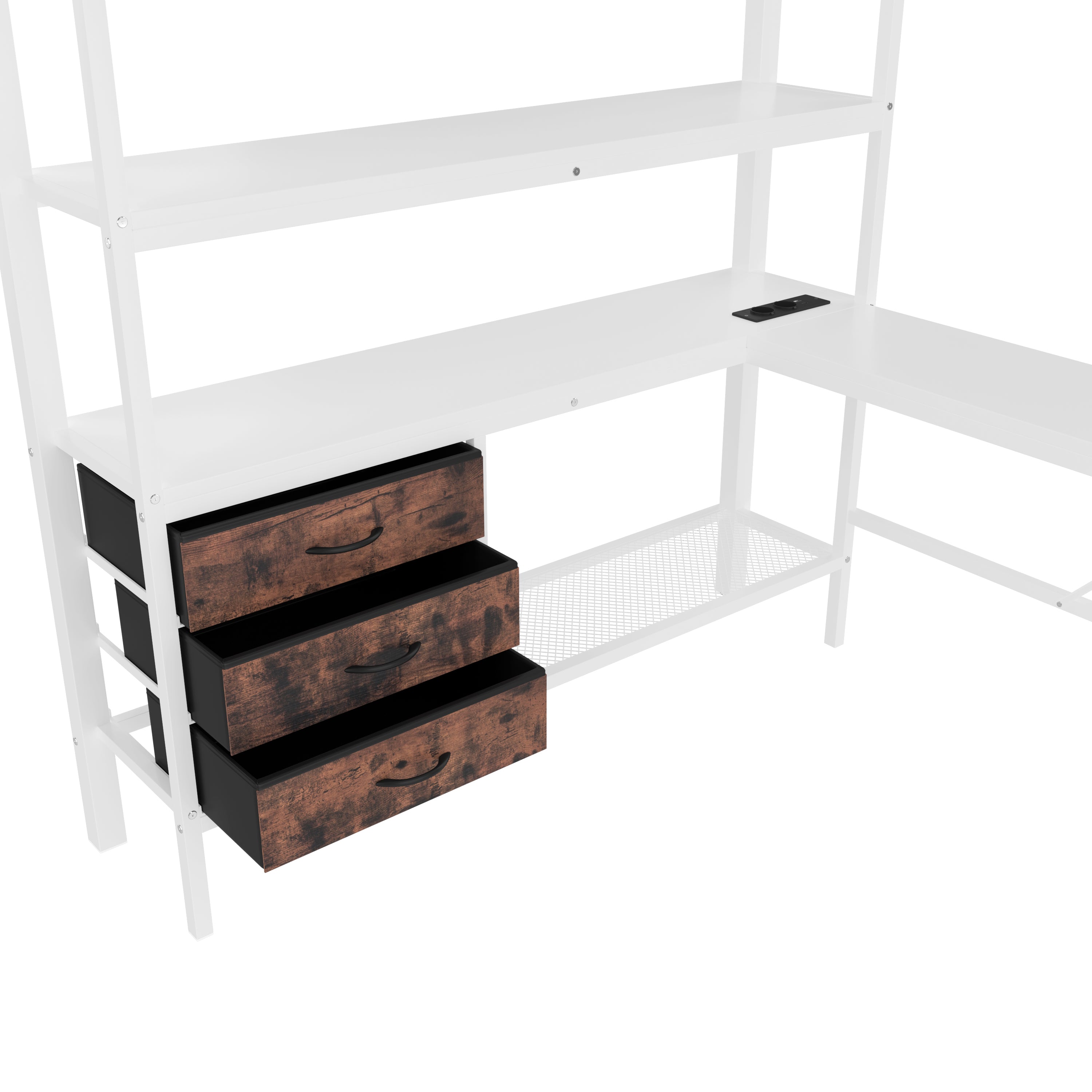 Logidon loft bed 140x200 with LED lighting USB socket 3 drawers