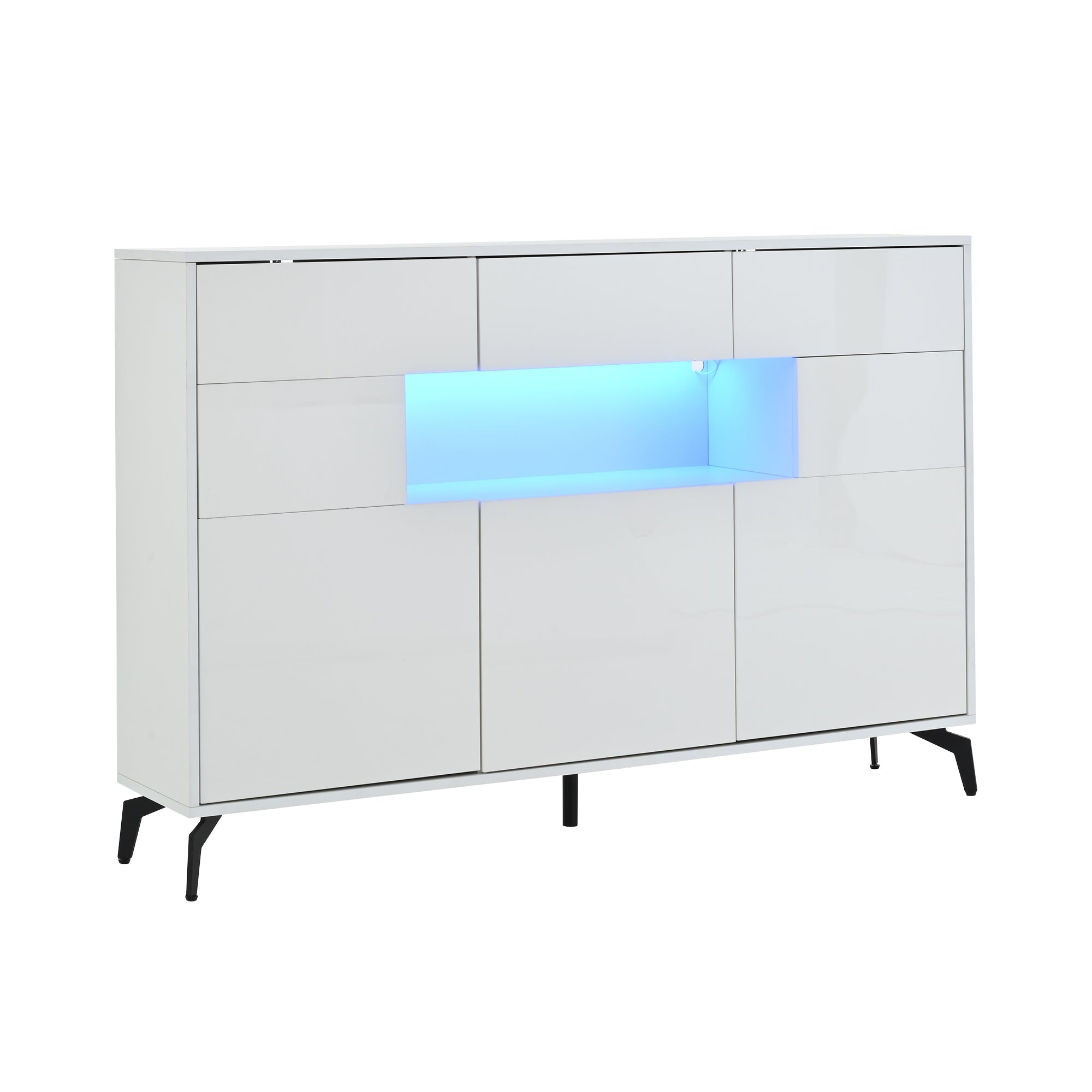 Logidon wit hoogglans dressoir 140 cm met LED lichtstrip