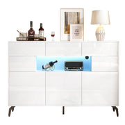 Logidon wit hoogglans dressoir 140 cm met LED lichtstrip