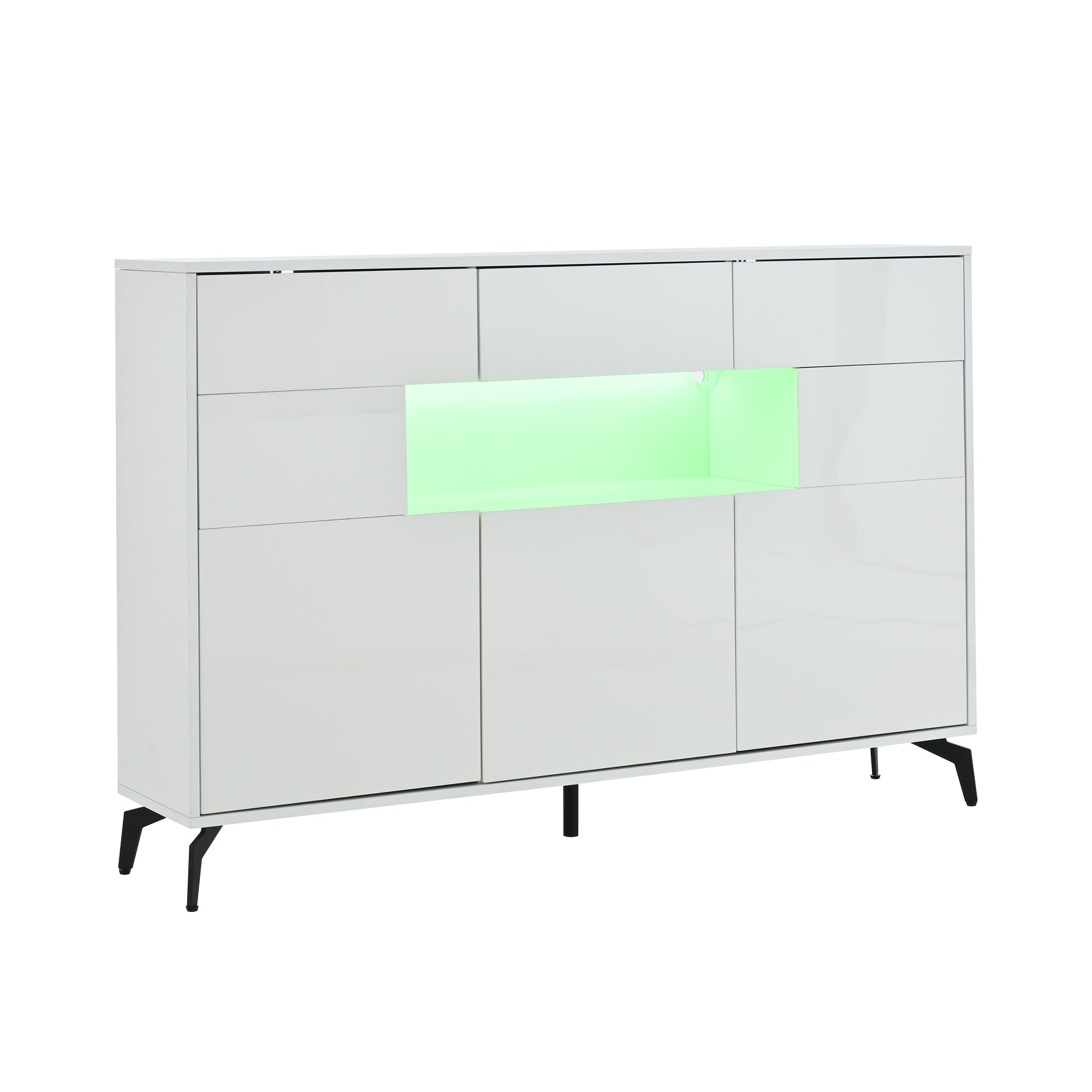 Logidon wit hoogglans dressoir 140 cm met LED lichtstrip