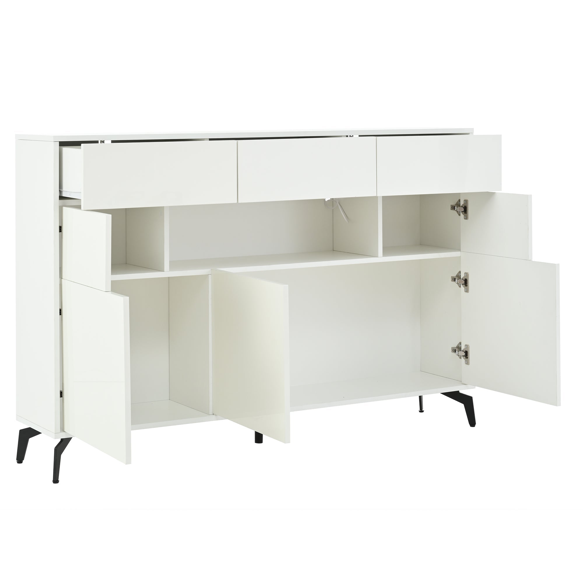 Logidon wit hoogglans dressoir 140 cm met LED lichtstrip