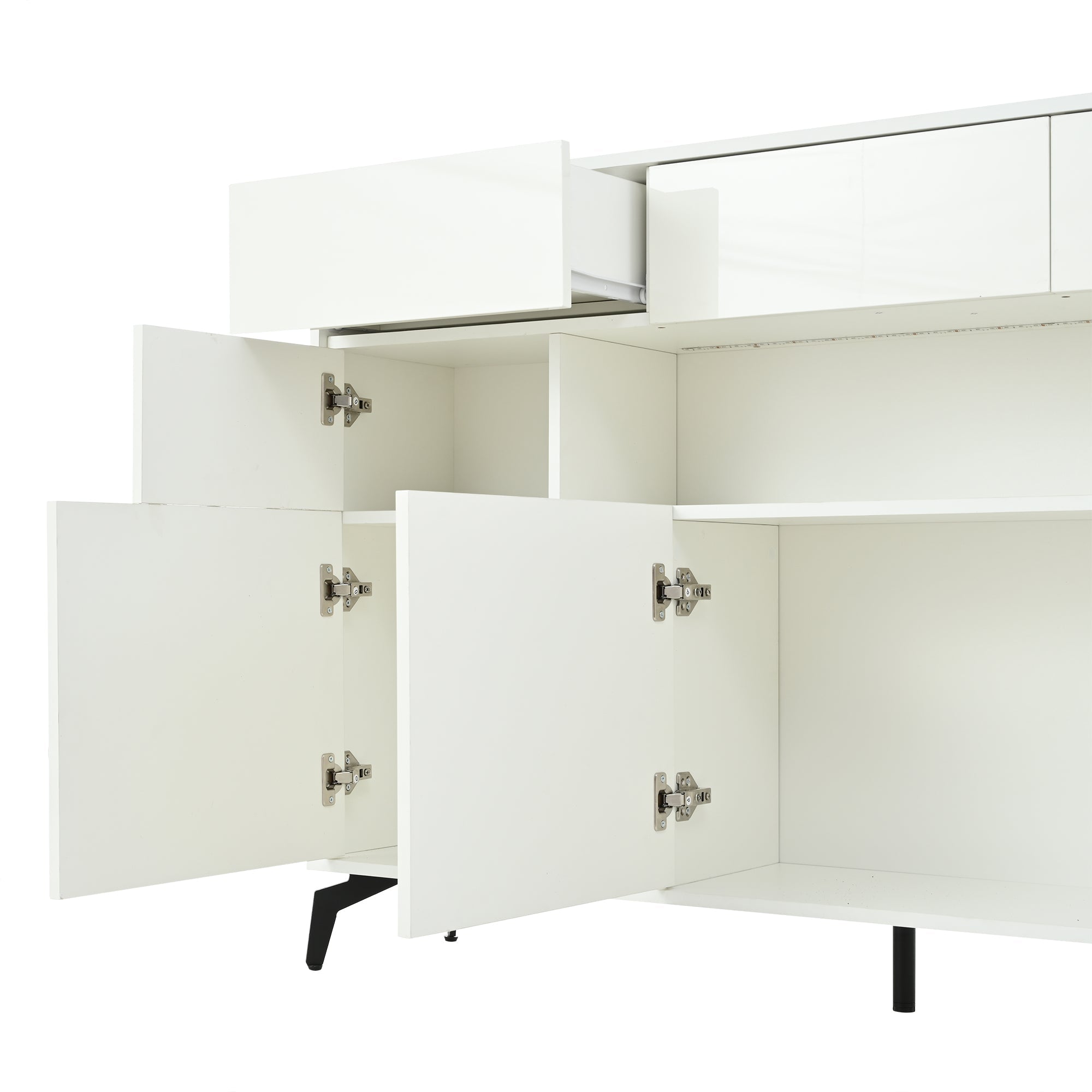 Logidon wit hoogglans dressoir 140 cm met LED lichtstrip