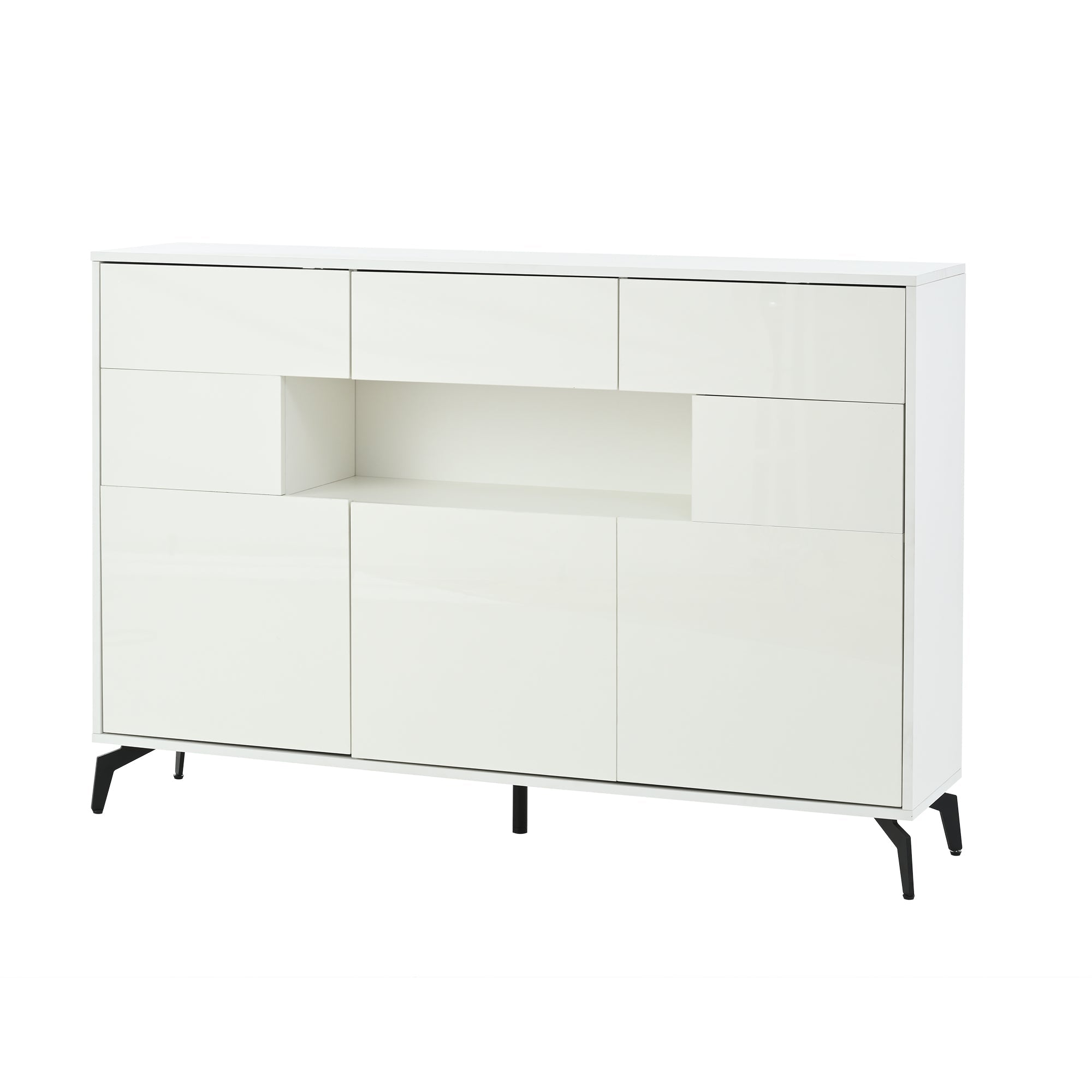 Logidon wit hoogglans dressoir 140 cm met LED lichtstrip