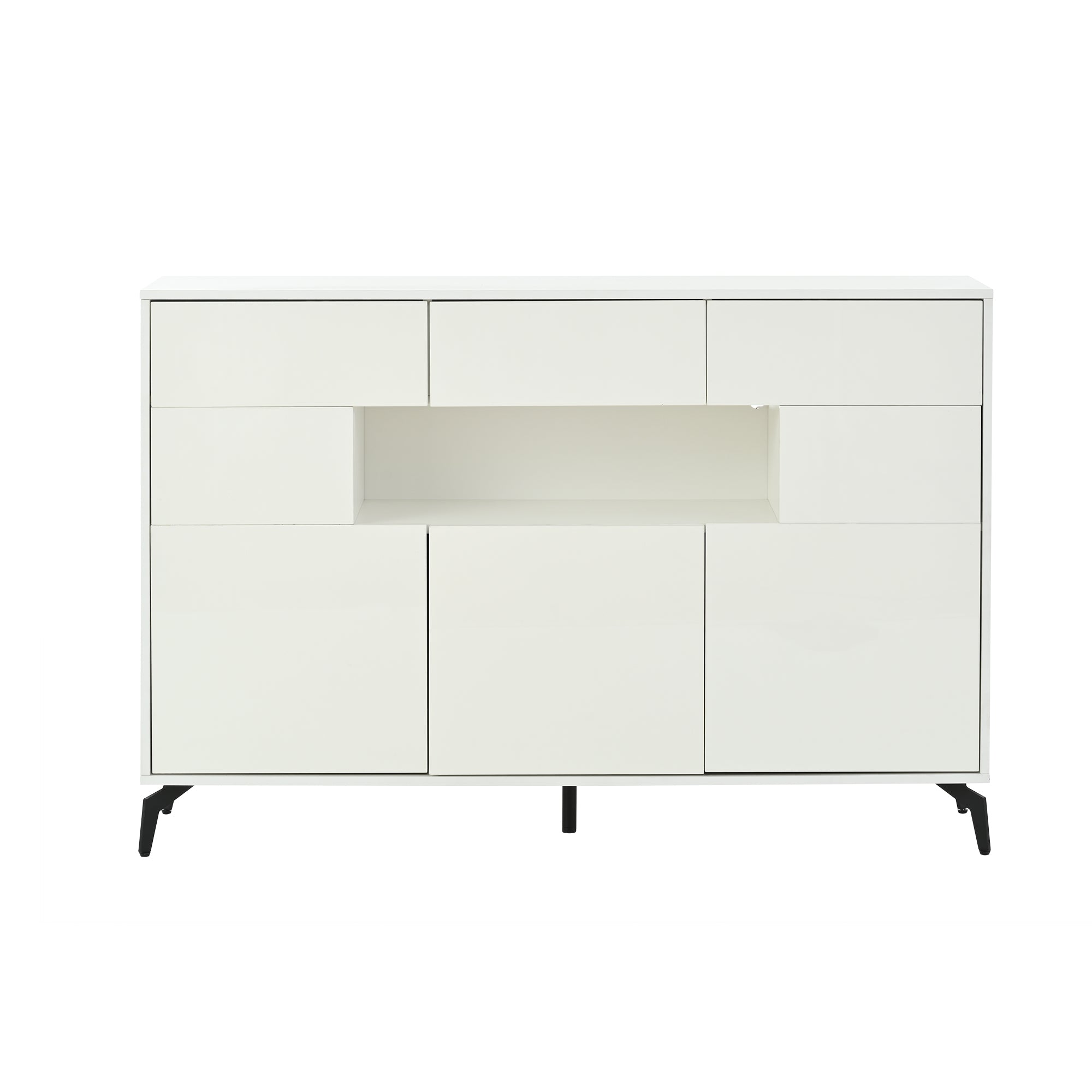 Logidon wit hoogglans dressoir 140 cm met LED lichtstrip