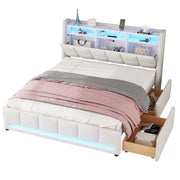 Logidon gestoffeerd bed 140x200 beige met LED-licht en app afstandsbediening