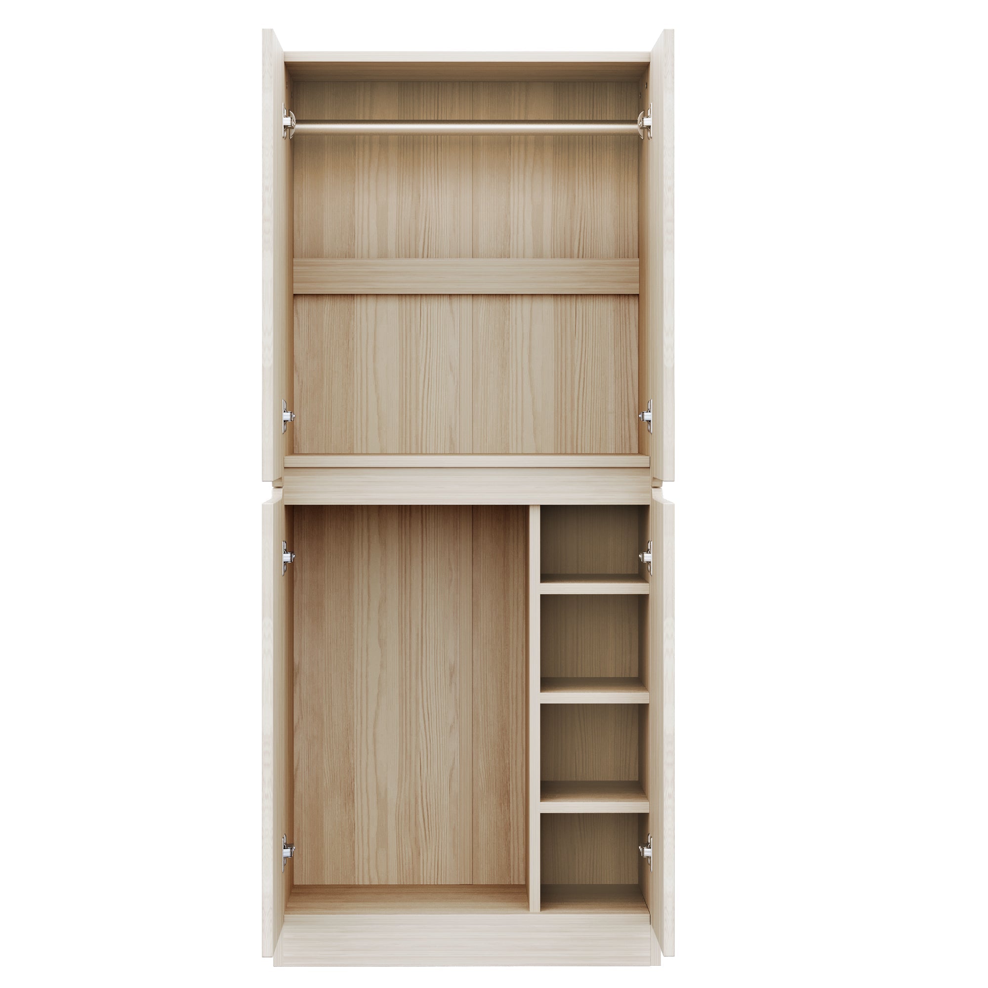 Logidon kledingkast 70 cm 40 cm 170 cm dubbele deur opbergruimte naturel hout