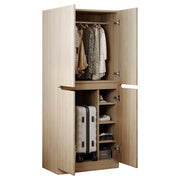 Logidon kledingkast 70 cm 40 cm 170 cm dubbele deur opbergruimte naturel hout