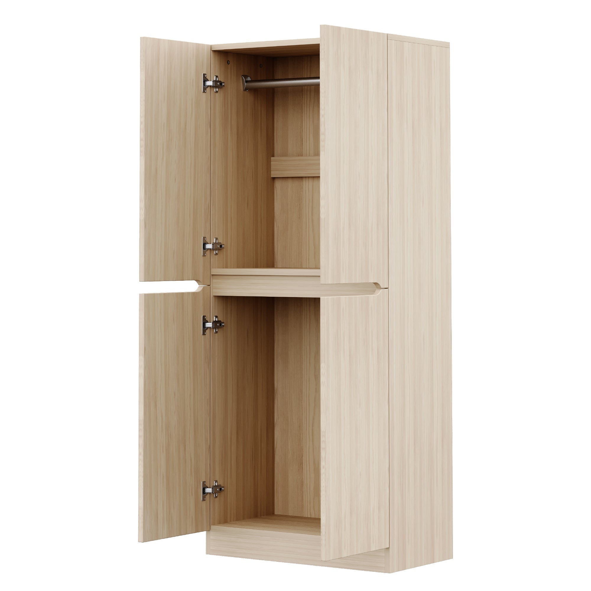 Logidon kledingkast 70 cm 40 cm 170 cm dubbele deur opbergruimte naturel hout