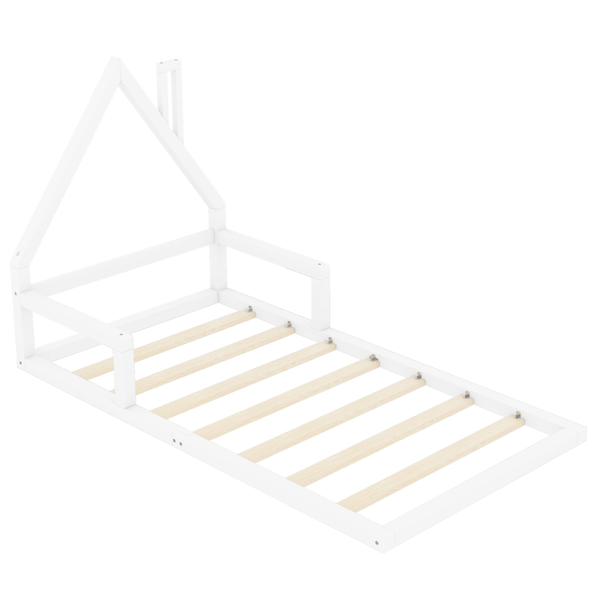 Logidon kinderbed 90x200 cm huisvorm plat bed massief grenen wit