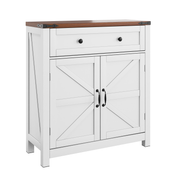 Logidon Farmhouse Buffet Box 76 cm White With Drawers Walnut Top