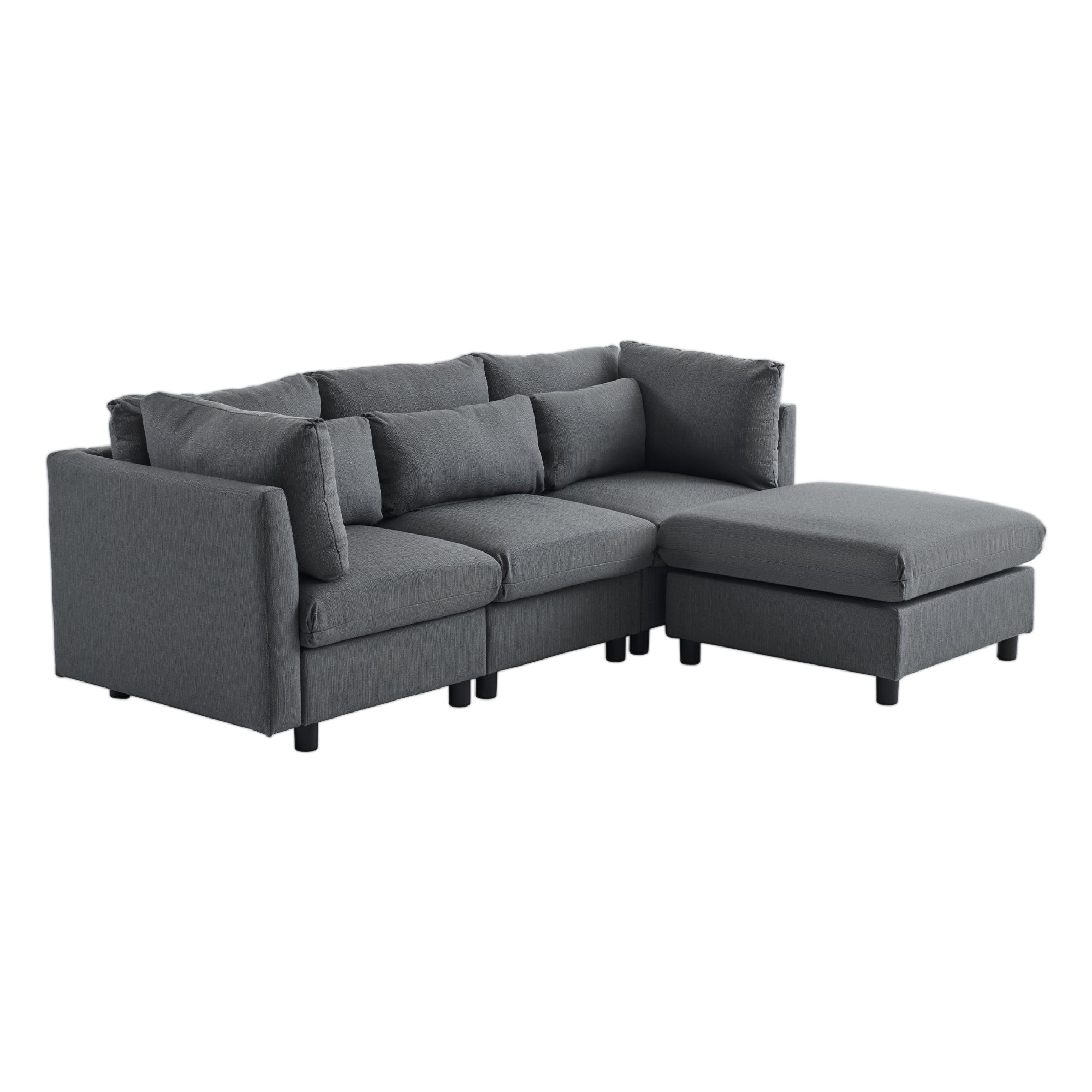 Logidon Modern Design Bank Hoekbank met Voetenbank Grijs 220 cm