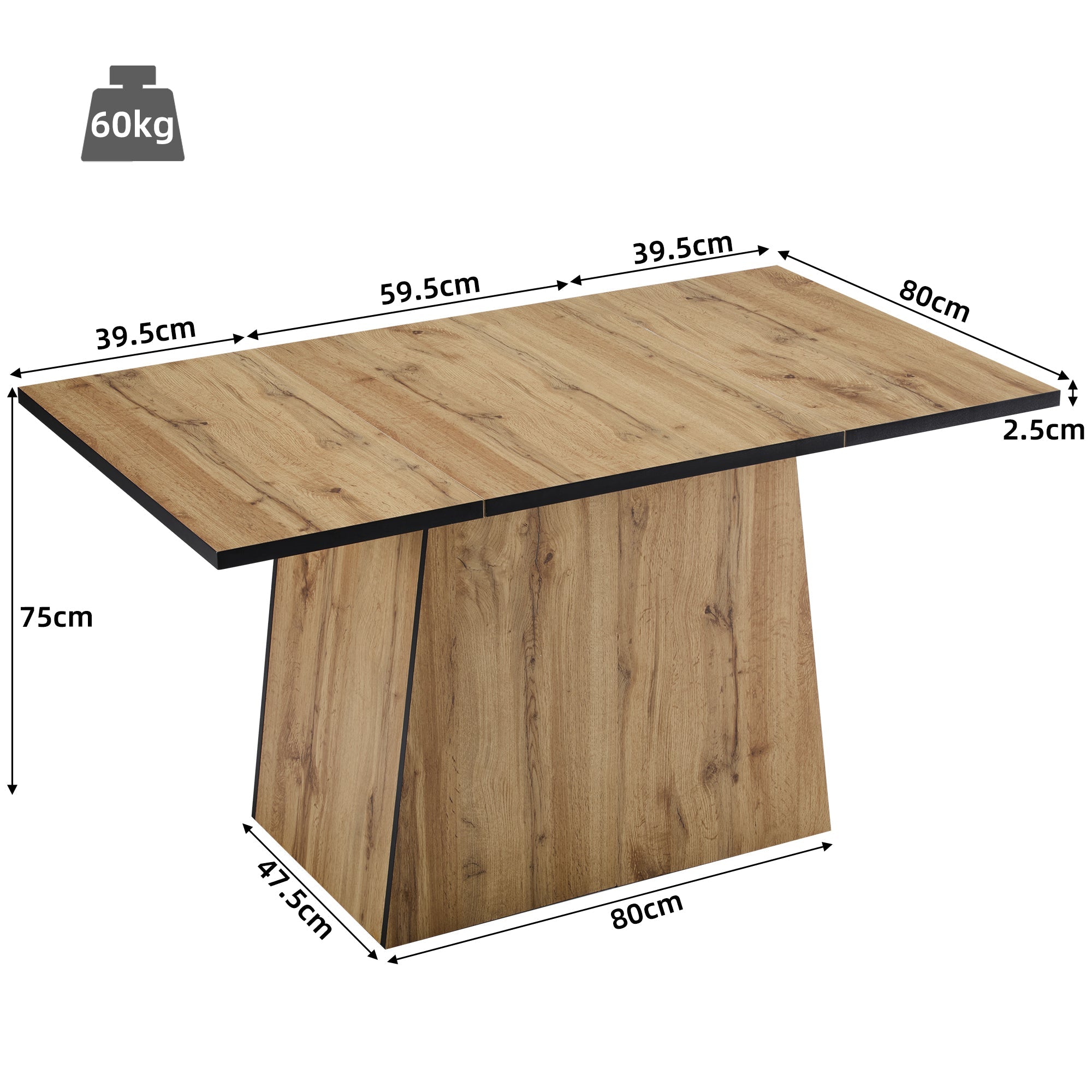 Logidon Dining Table Set 5-Piece Beige Velvet Chairs Wood Grain Table