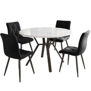 Logidon eettafel en stoelenset 5-delig rond wit marmerlook