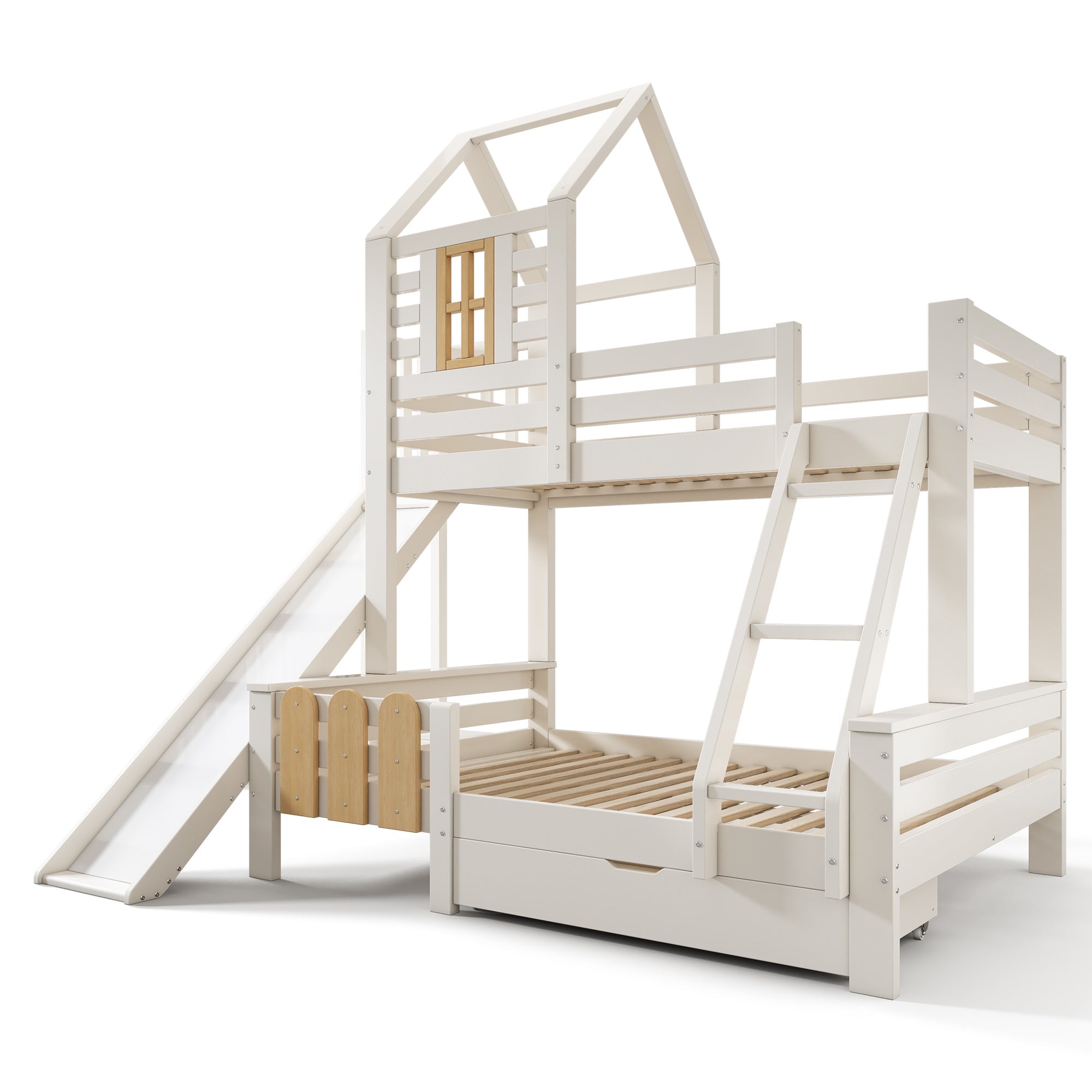 Logidon stapelbed 90x200/140x200 schuiflaadladder blokhut design