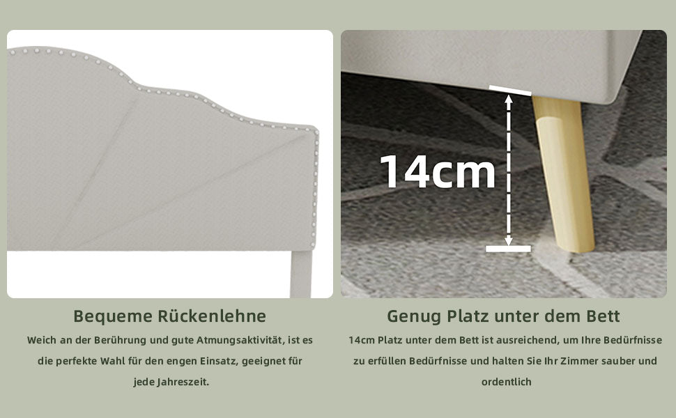 Logidon bedstee 160x200 beige met elegant hoofdbord