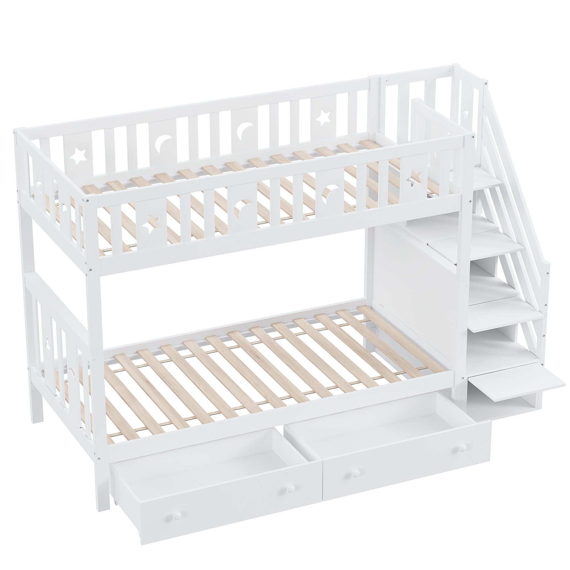 Logidon stapelbed 90x200 kinder massief houten witte opbergtrap