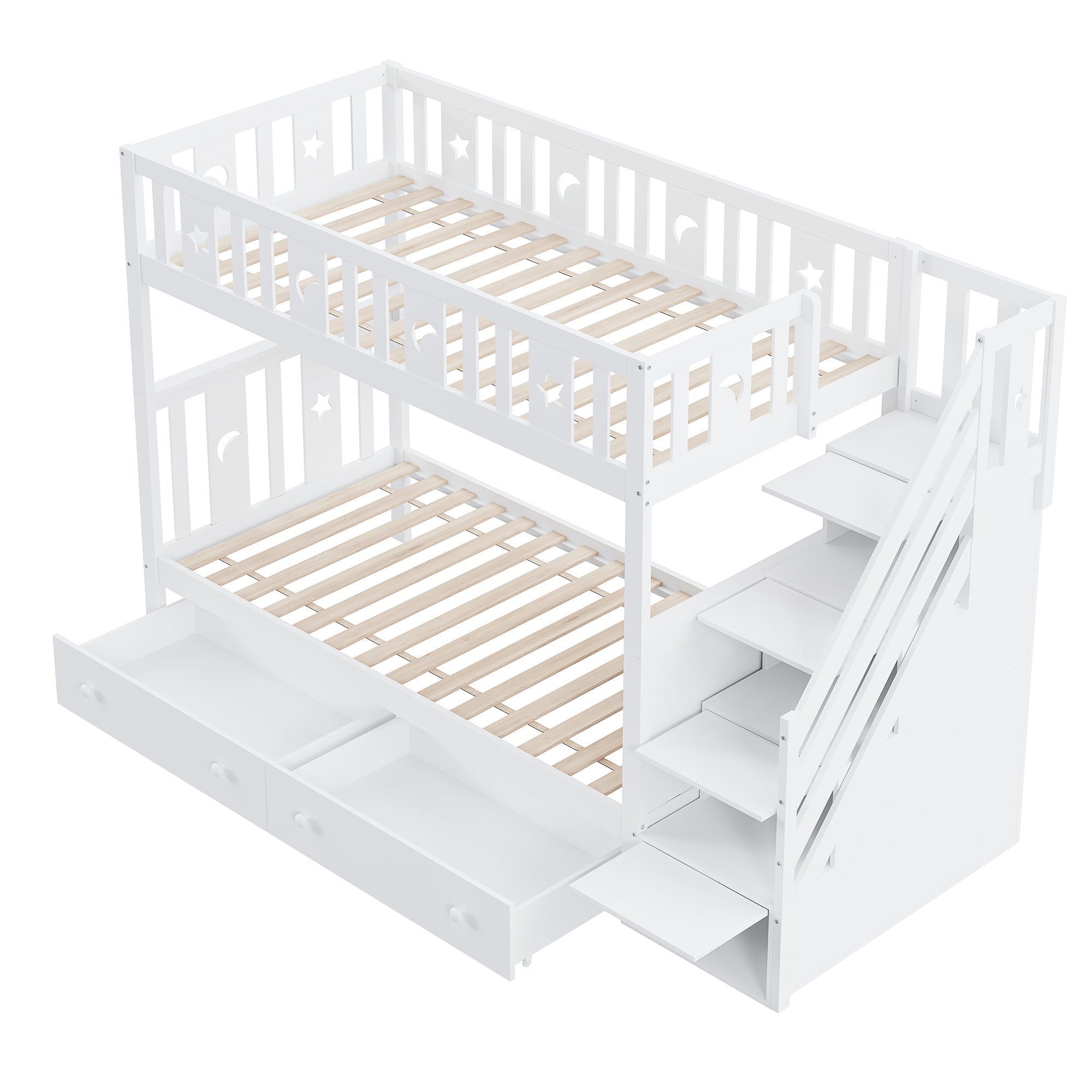 Logidon stapelbed 90x200 kinder massief houten witte opbergtrap