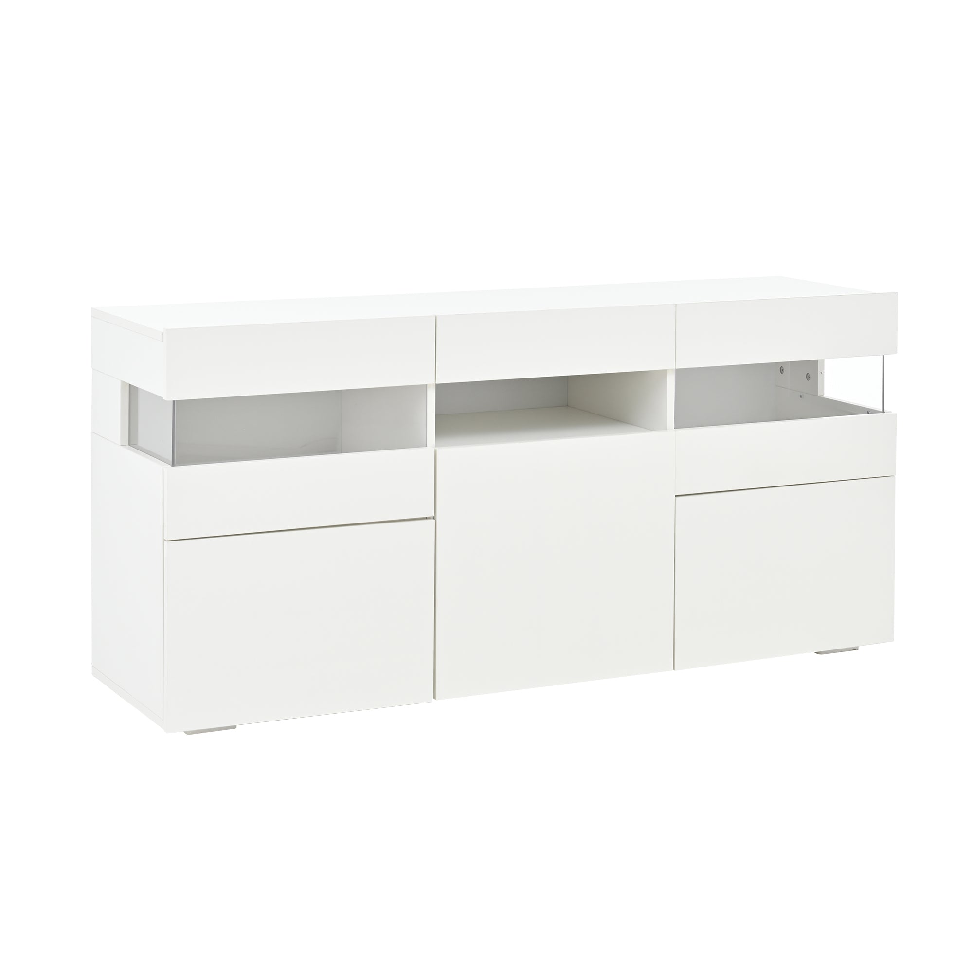 Logidon dressoir 140 cm breed hoogglans met LED licht wit