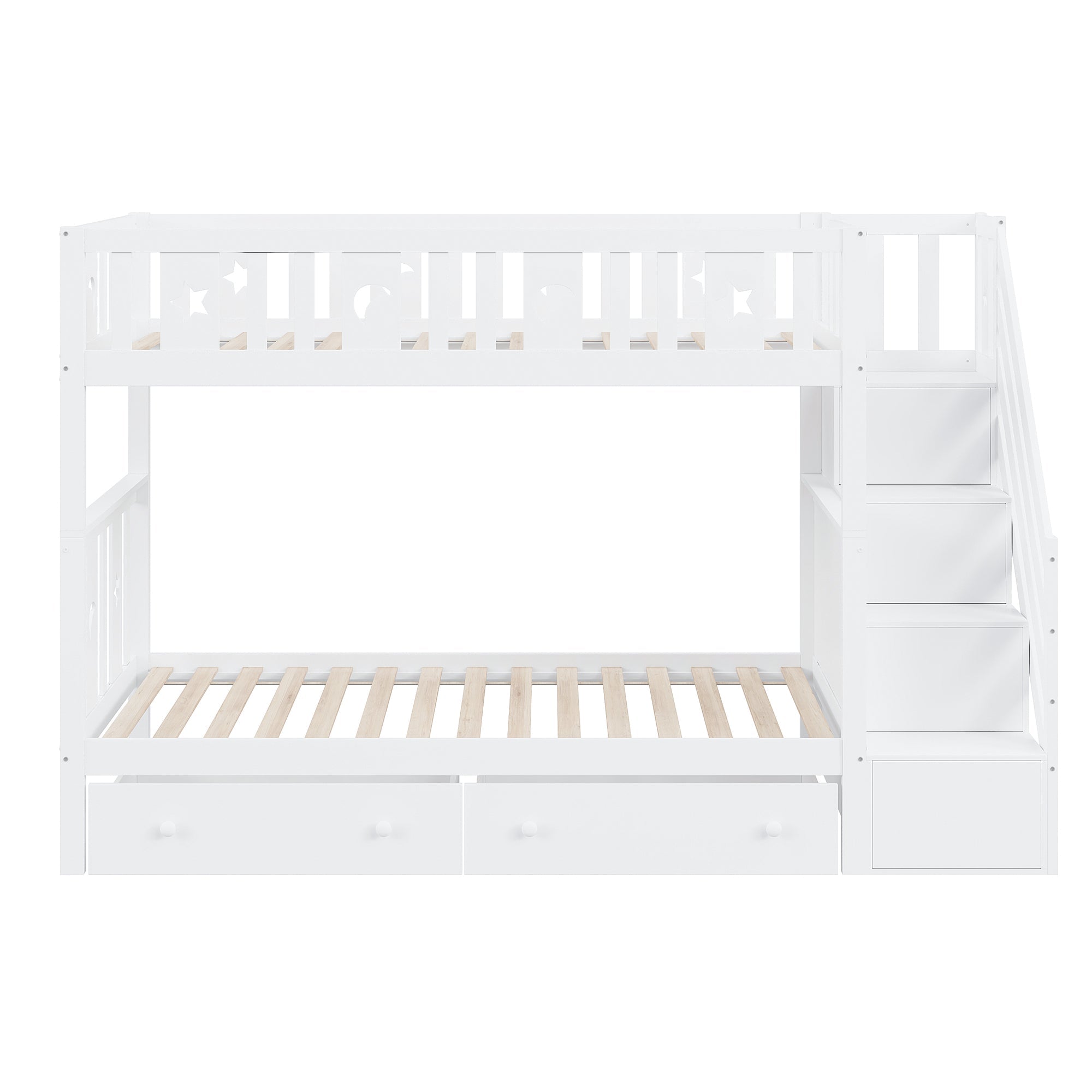 Logidon stapelbed 90x200 kinder massief houten witte opbergtrap