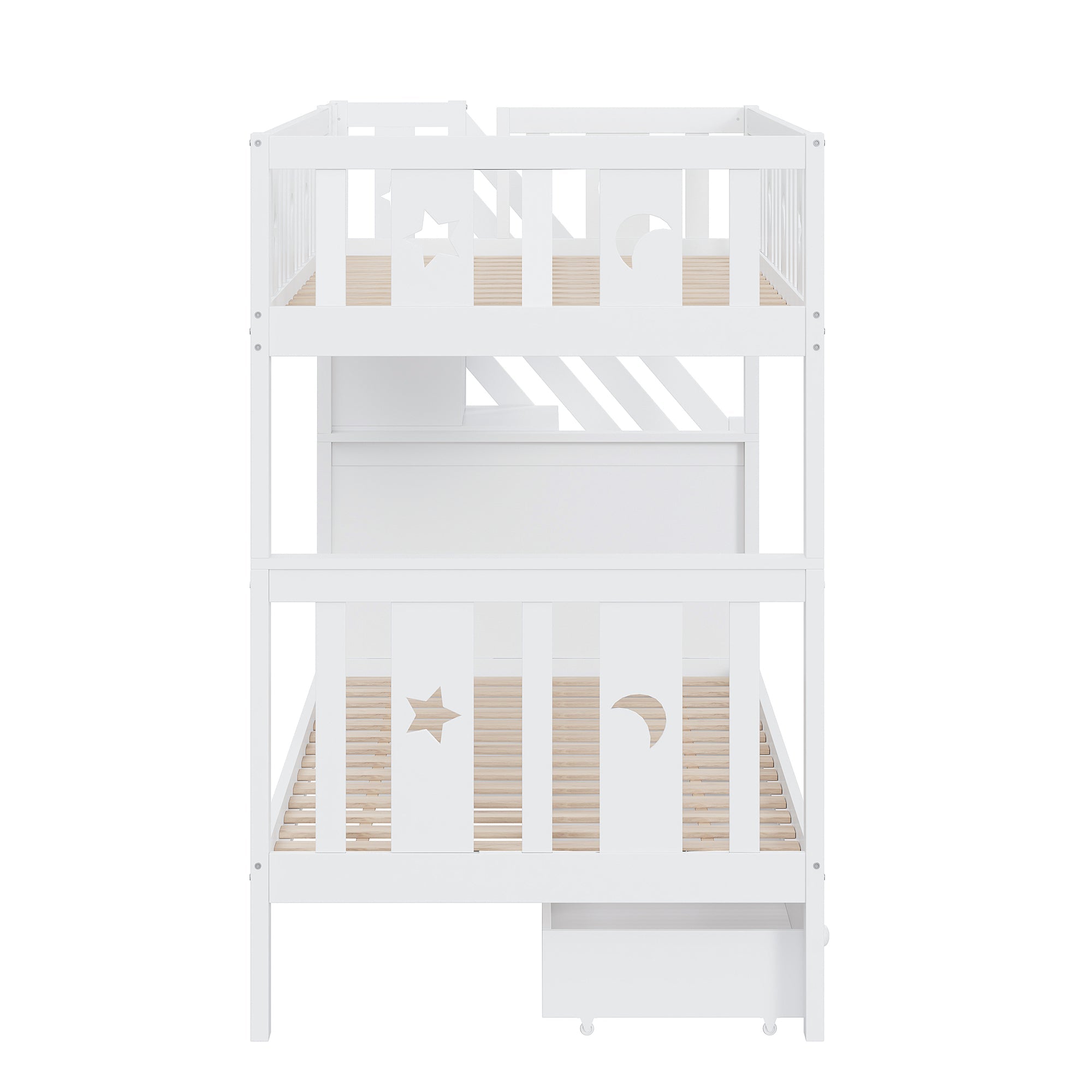Logidon stapelbed 90x200 kinder massief houten witte opbergtrap
