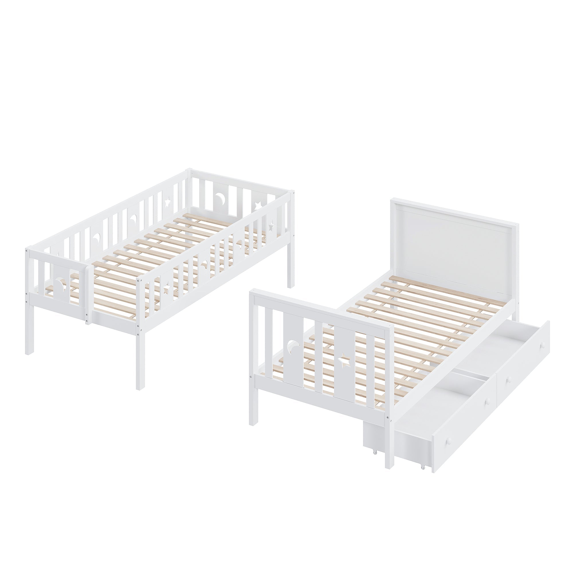 Logidon stapelbed 90x200 kinder massief houten witte opbergtrap
