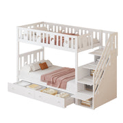 Logidon stapelbed 90x200 kinder massief houten witte opbergtrap
