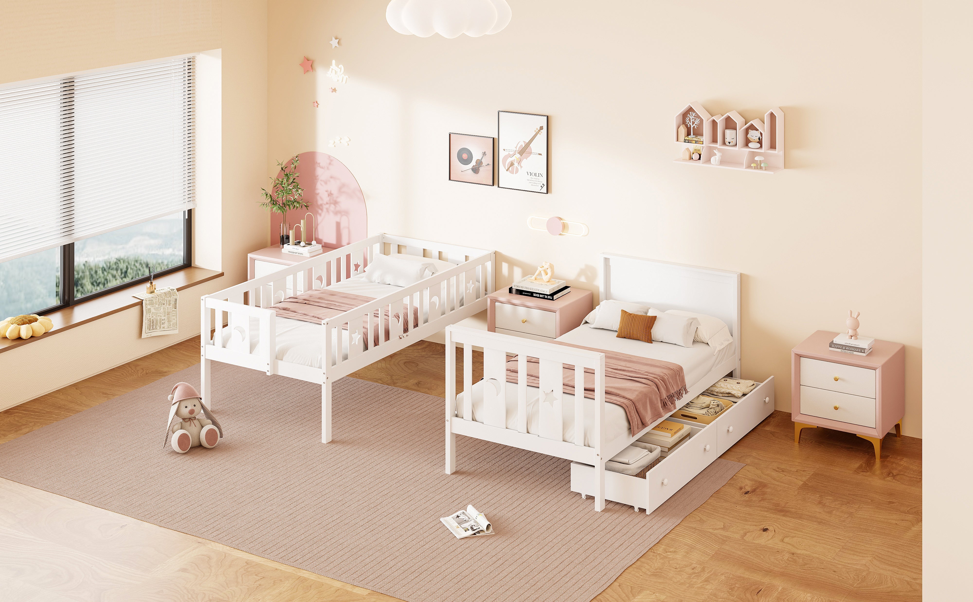 Logidon stapelbed 90x200 kinder massief houten witte opbergtrap