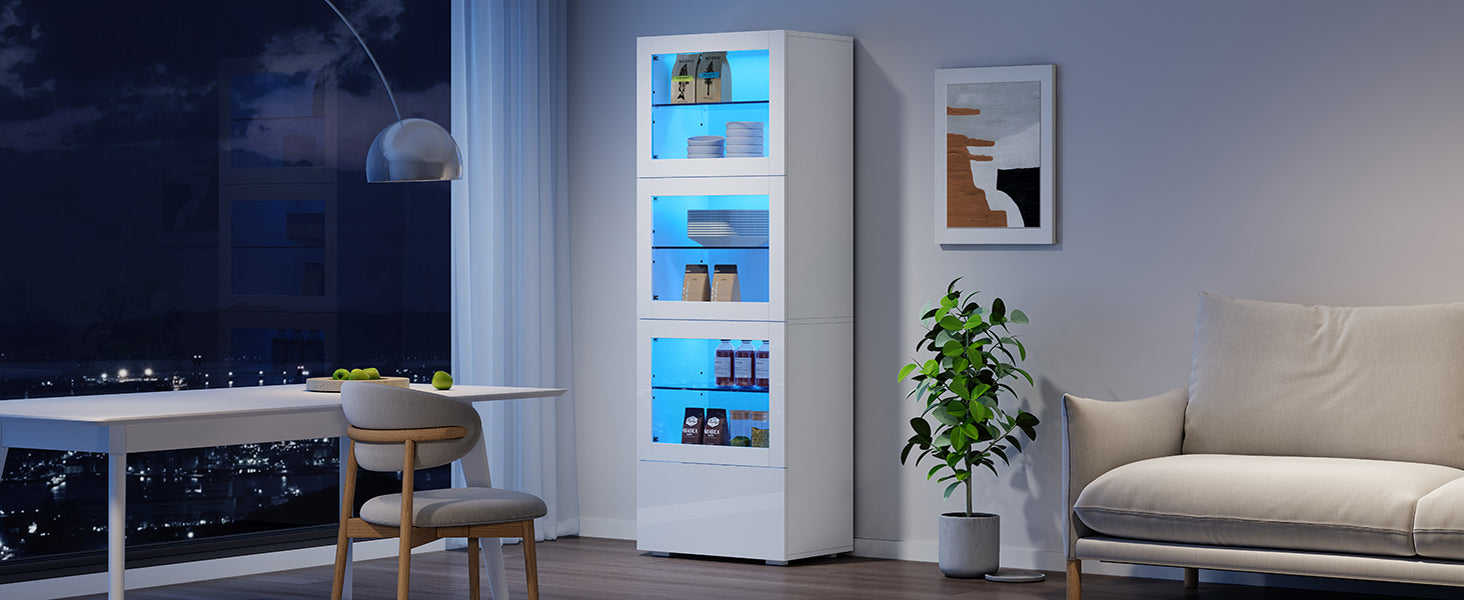 Logidon vitrine 60x40x173 cm wit hoogglans LED verlichting