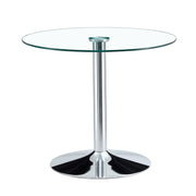 Logidon ronde glazen tafel 85 cm, 76 cm hoog transparant glazen metalen onderstel