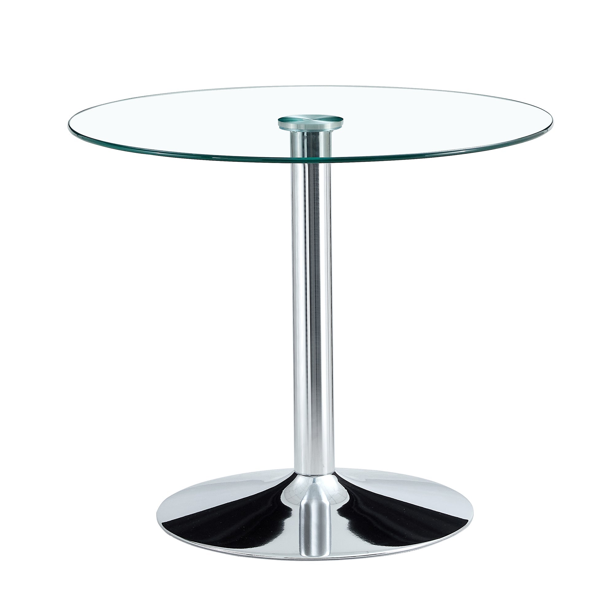 Logidon ronde glazen tafel 85 cm, 76 cm hoog transparant glazen metalen onderstel
