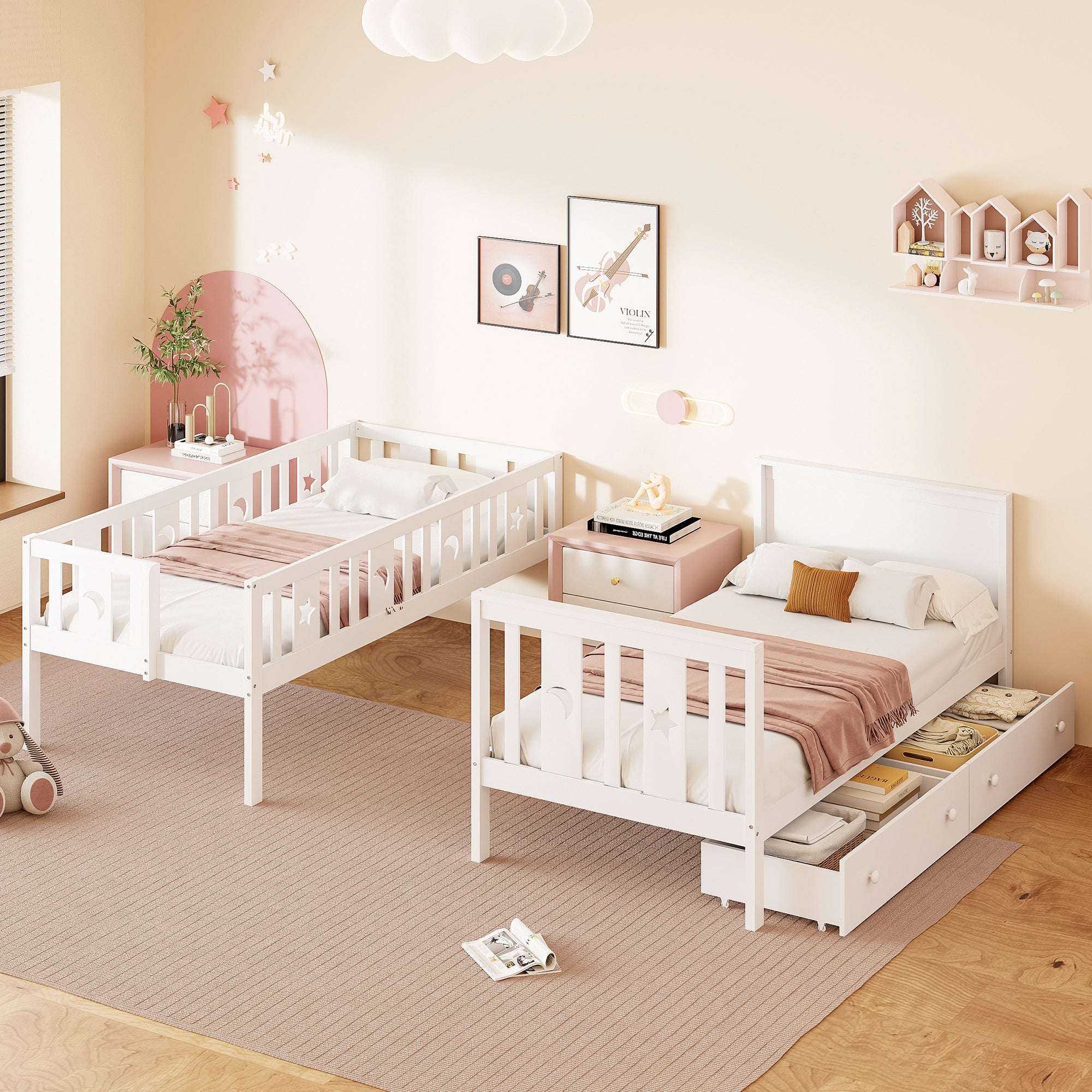 Logidon stapelbed 90x200 kinder massief houten witte opbergtrap