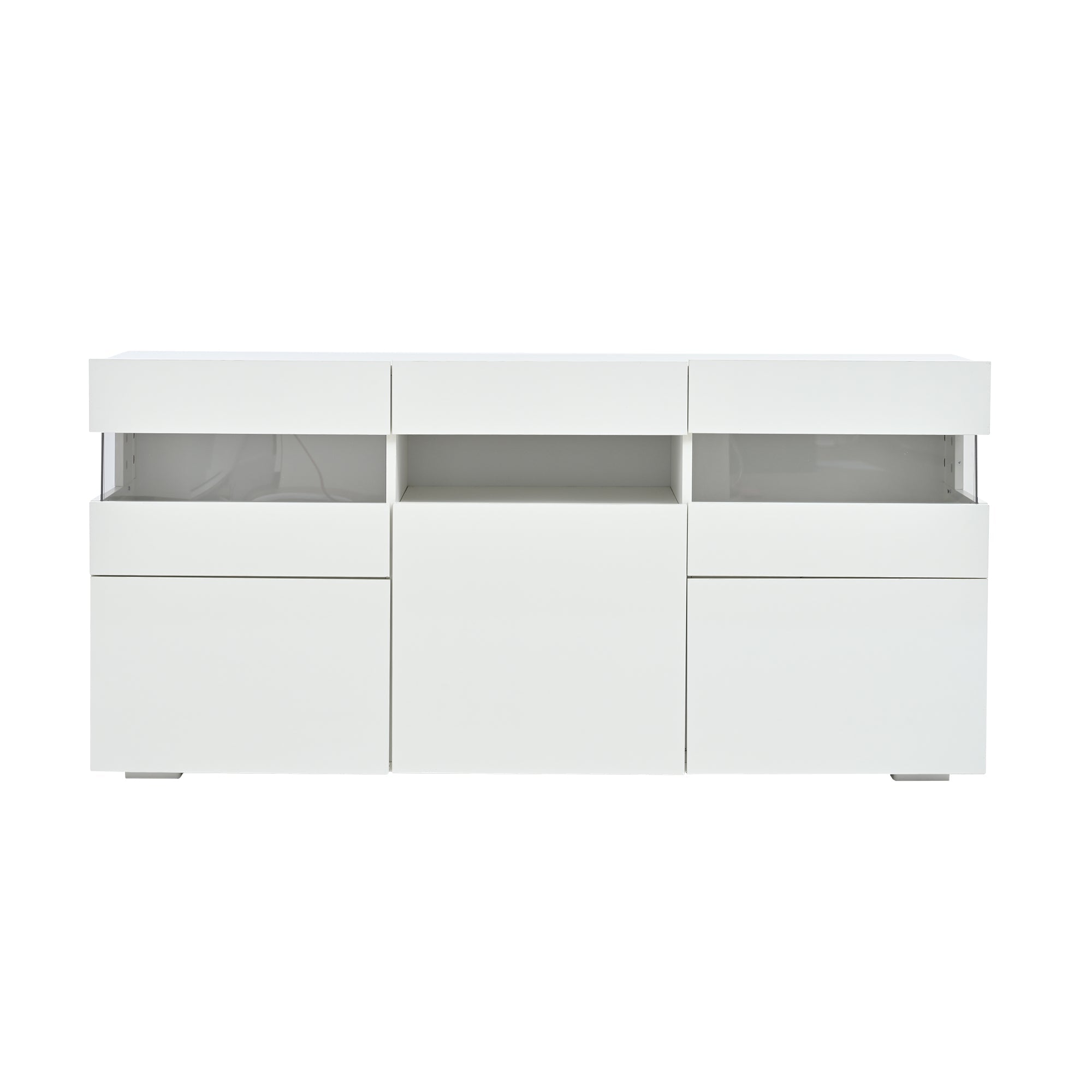 Logidon dressoir 140 cm breed hoogglans met LED licht wit