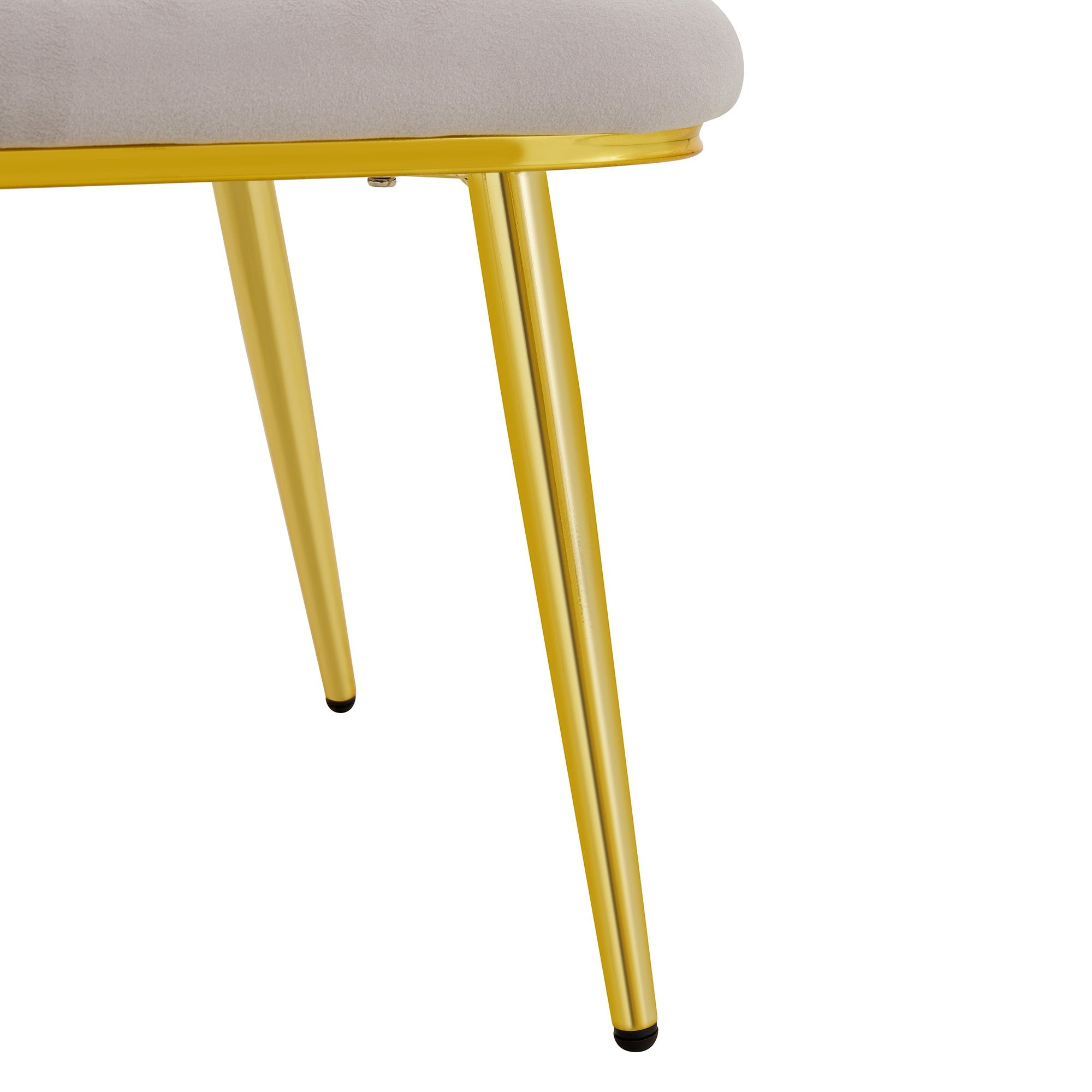 Logidon Set van 2 lichtgrijze fluwelen eetkamerstoelen met rugleuning met kogelketting