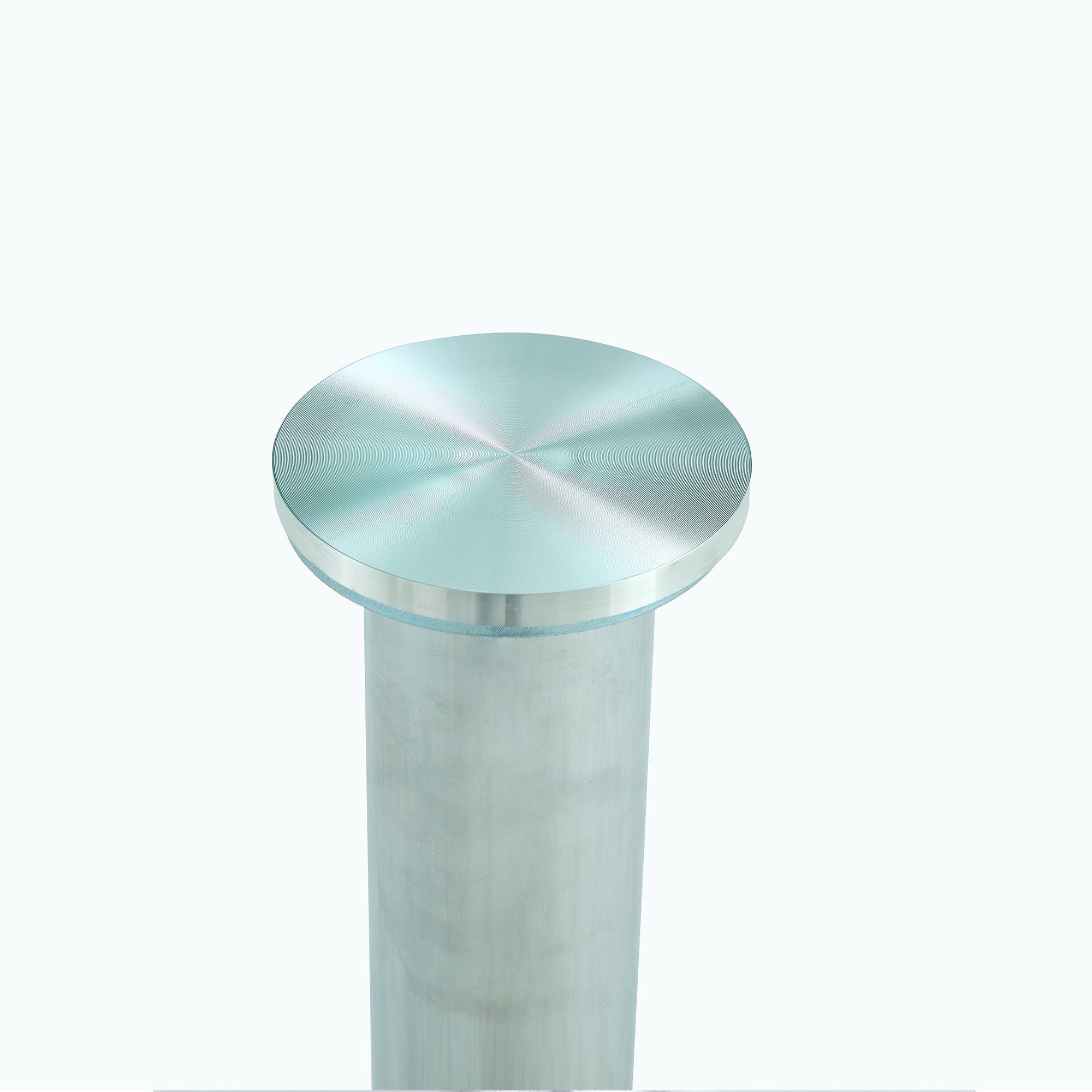Logidon ronde glazen tafel 85 cm, 76 cm hoog transparant glazen metalen onderstel